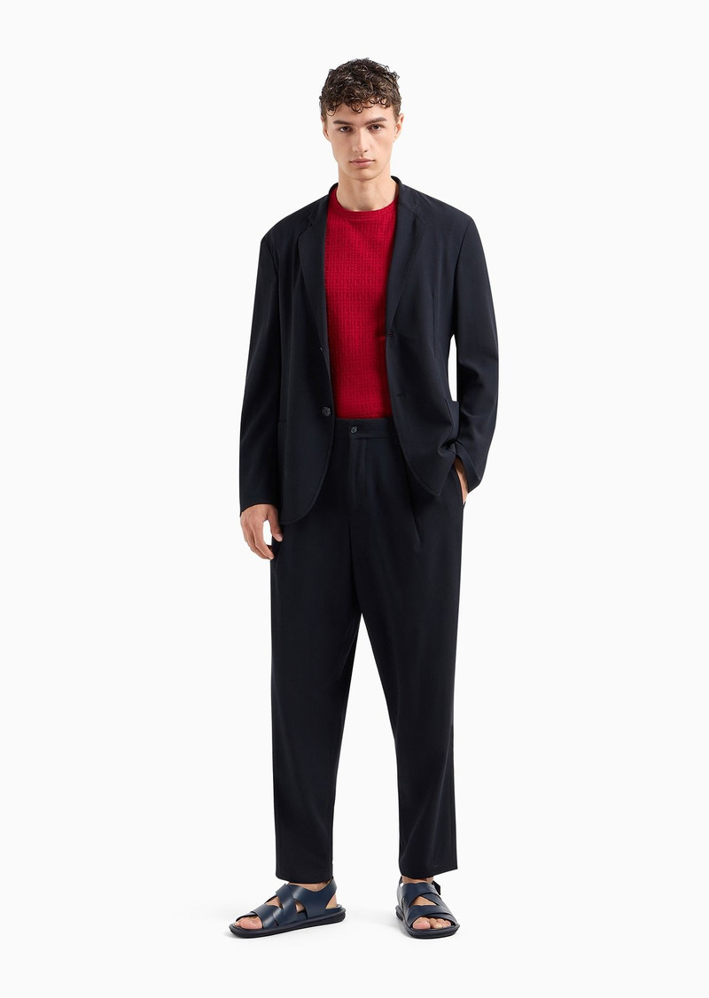 GIORGIO ARMANI Viscose and cashmere jacquard jersey crew-neck T-shirt outlook