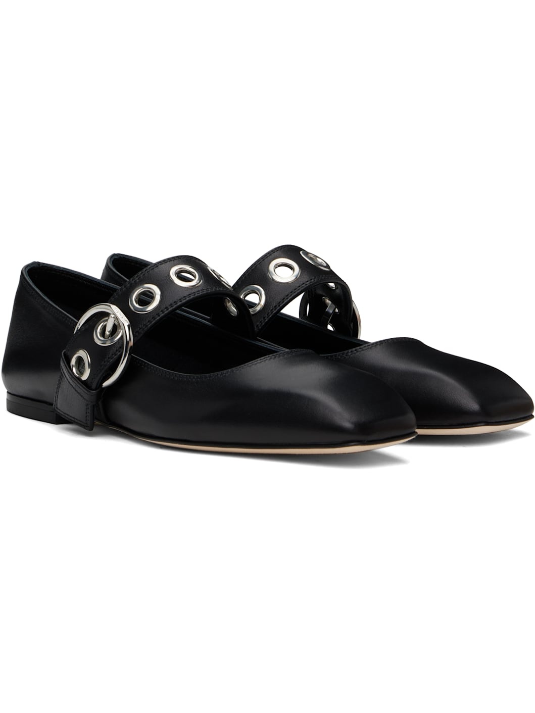 Black Uma Eyelet Ballerina Flats - 4