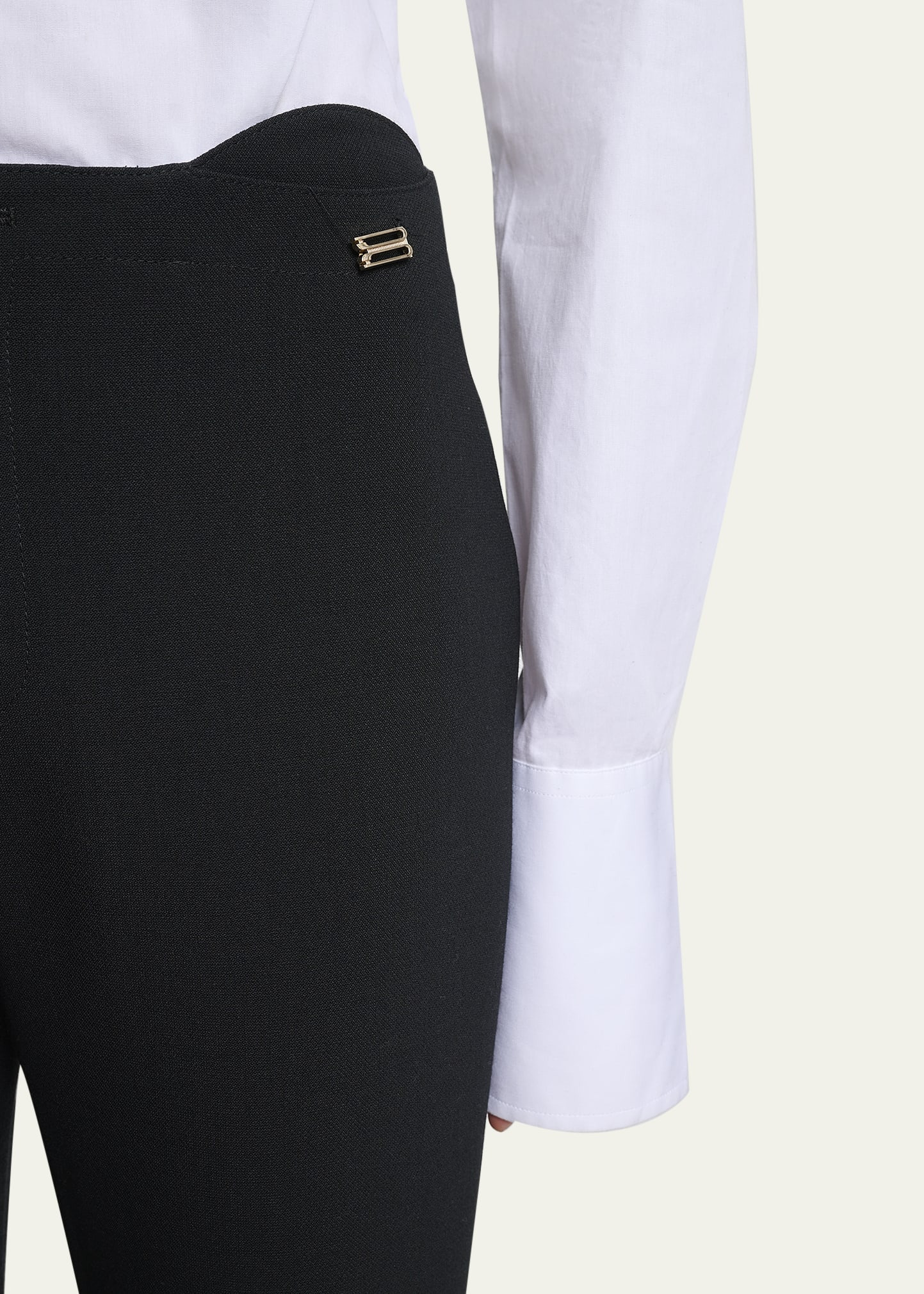 Buttoned Cuff Cropped Wool Trousers - 5
