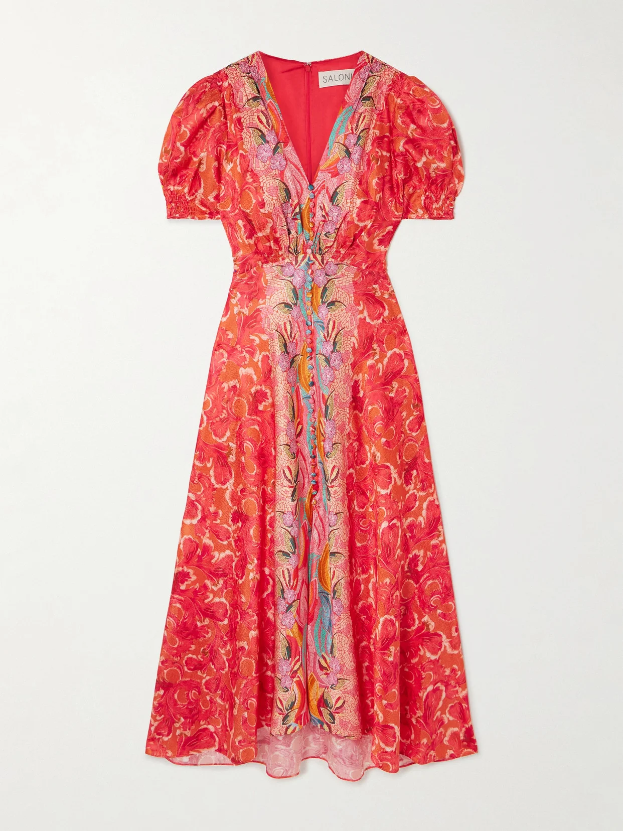 Lea Printed Silk-satin Midi Dress - 1