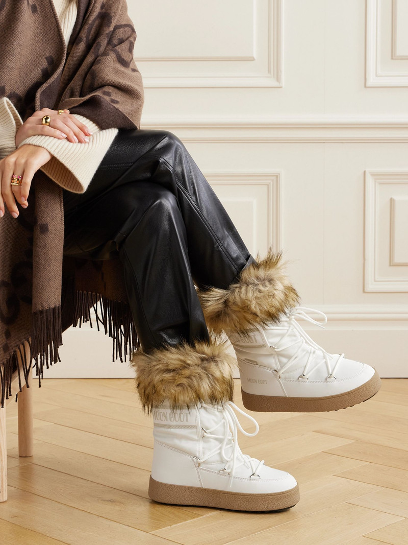 MOON BOOT LTrack Monaco faux fur-trimmed shell and faux leather snow boots White outlook