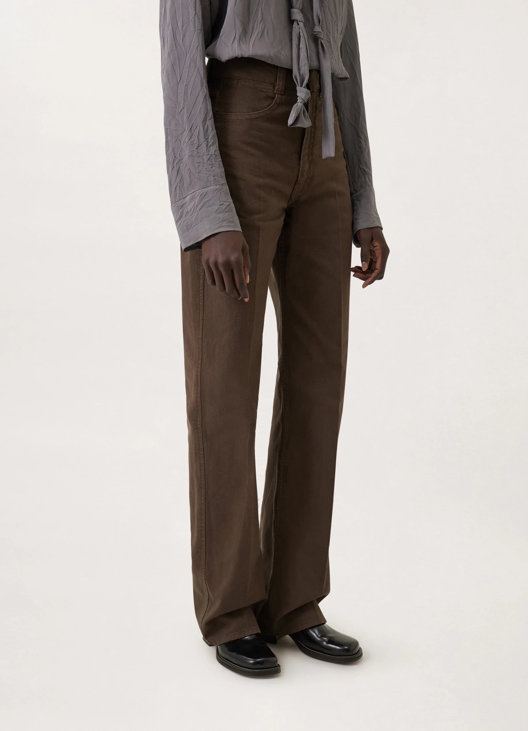 DENIM HIGH WAISTED PANTS
GARMENT DYED DENIM - 4