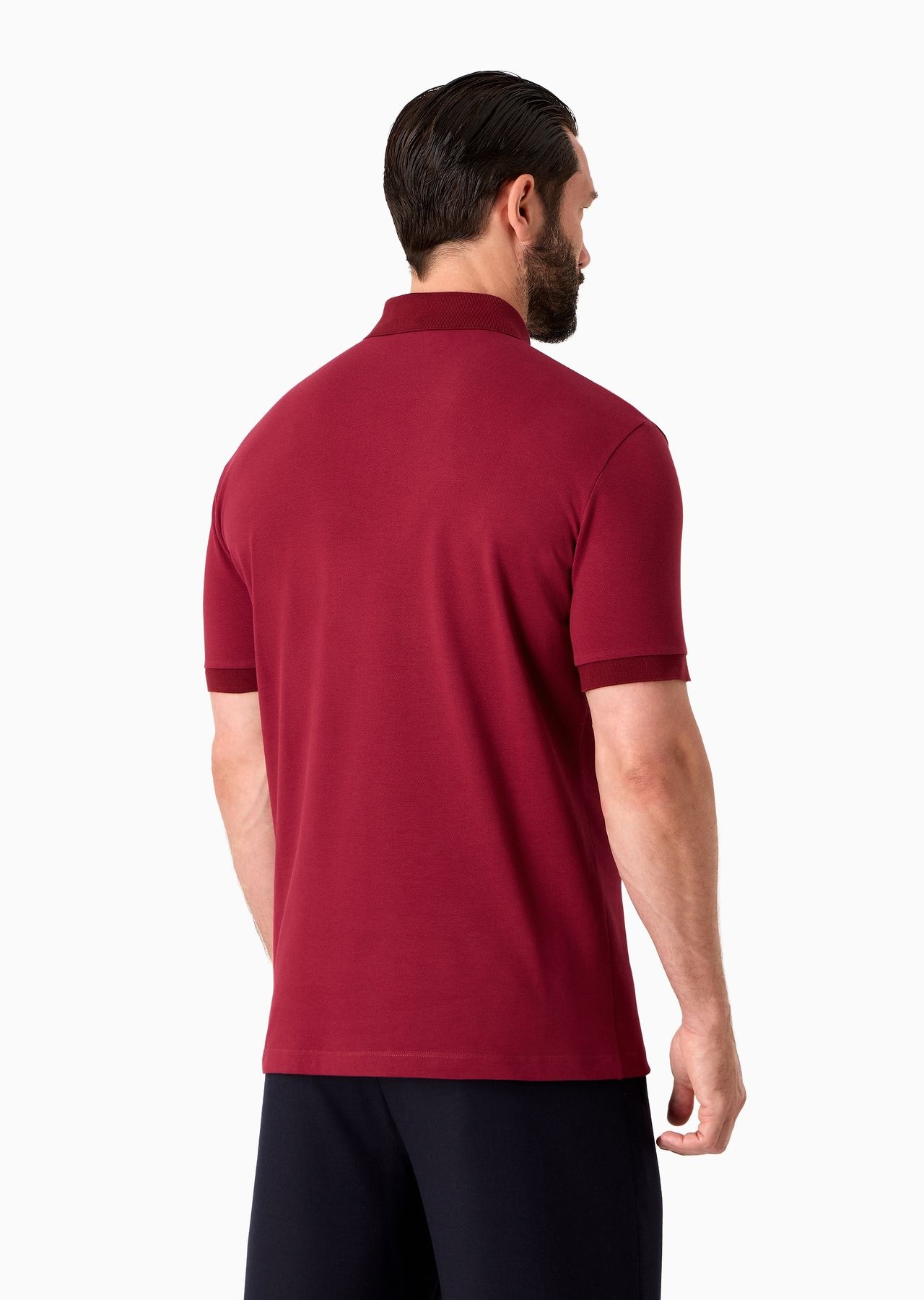 Stretch cotton piqué polo shirt - 3