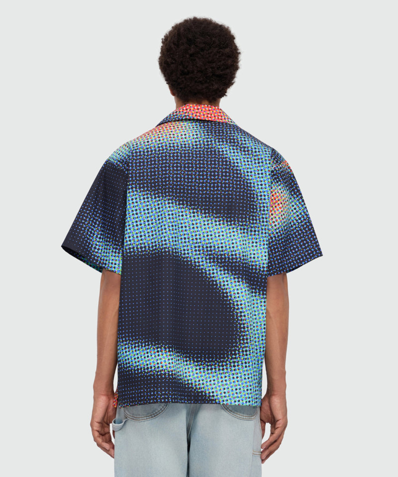 Multicolor cotton printed short-sleeve bowling shirt with embroidered MSGM logo 3