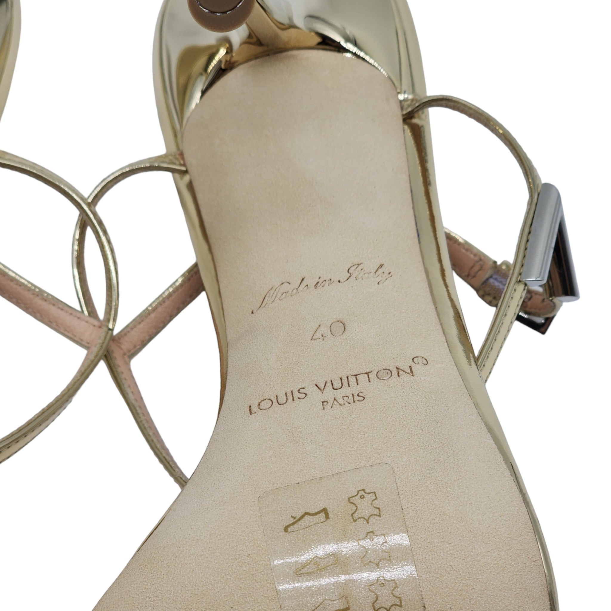 Louis Vuitton Blossom Sandals Leather in Gold (40) - 7