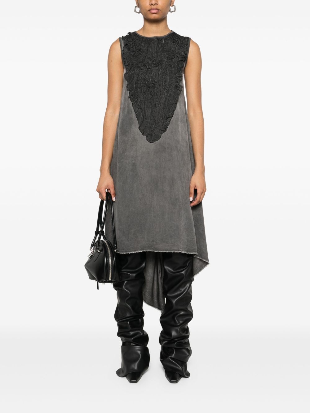 leather-trim midi dress - 2