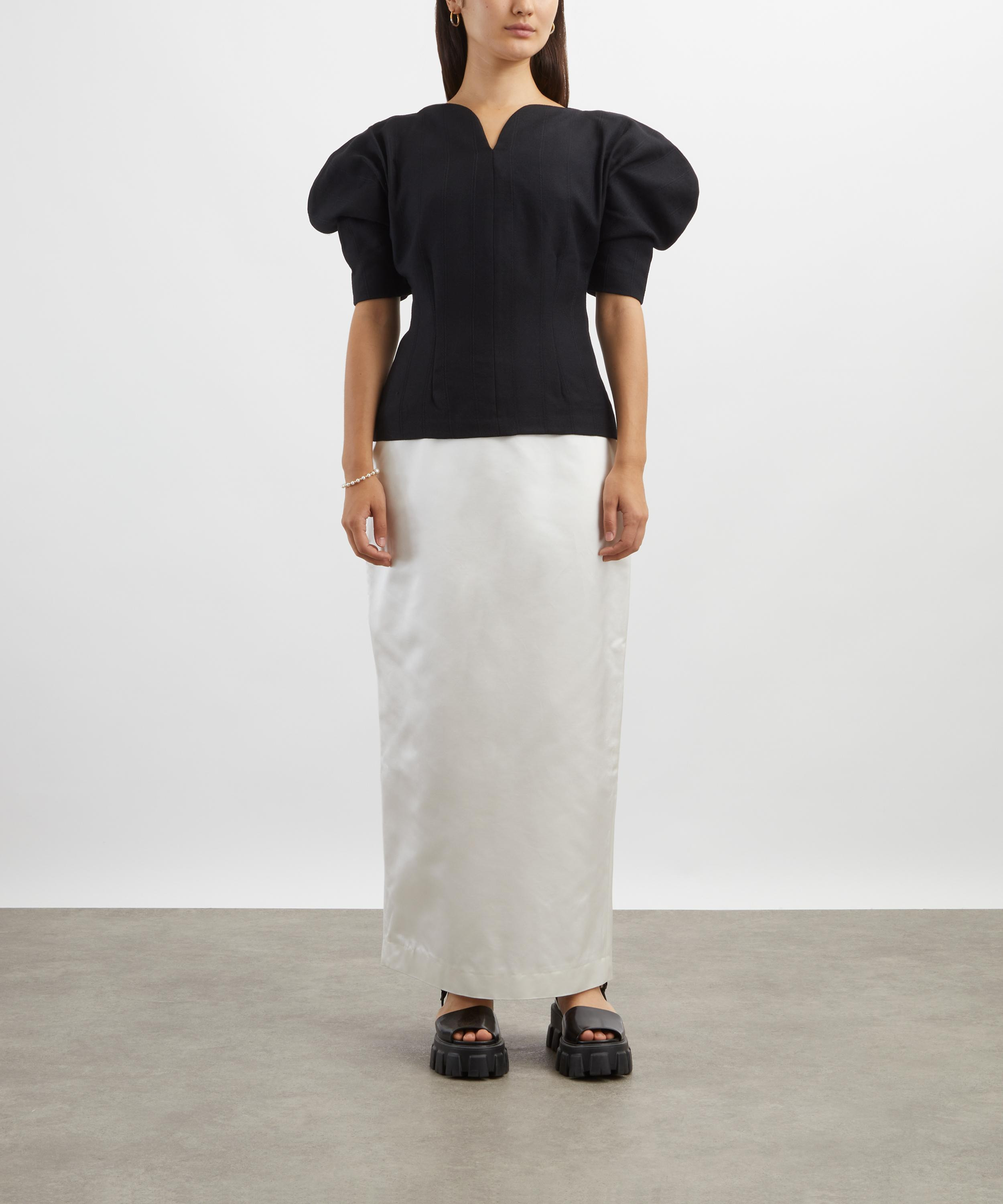 Janet Black Crepe Puff-Sleeve Top - 2