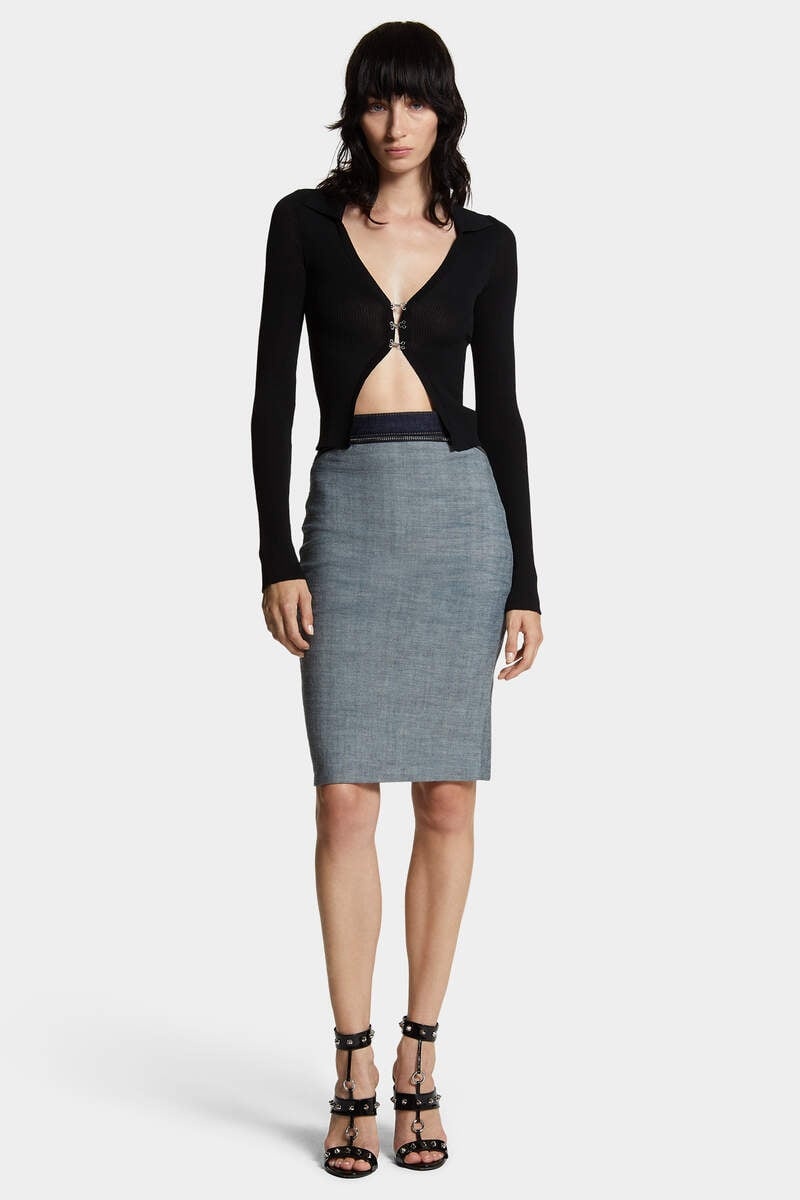 DARK URBAN WASH UPSIDE JEANS SKIRT - 3