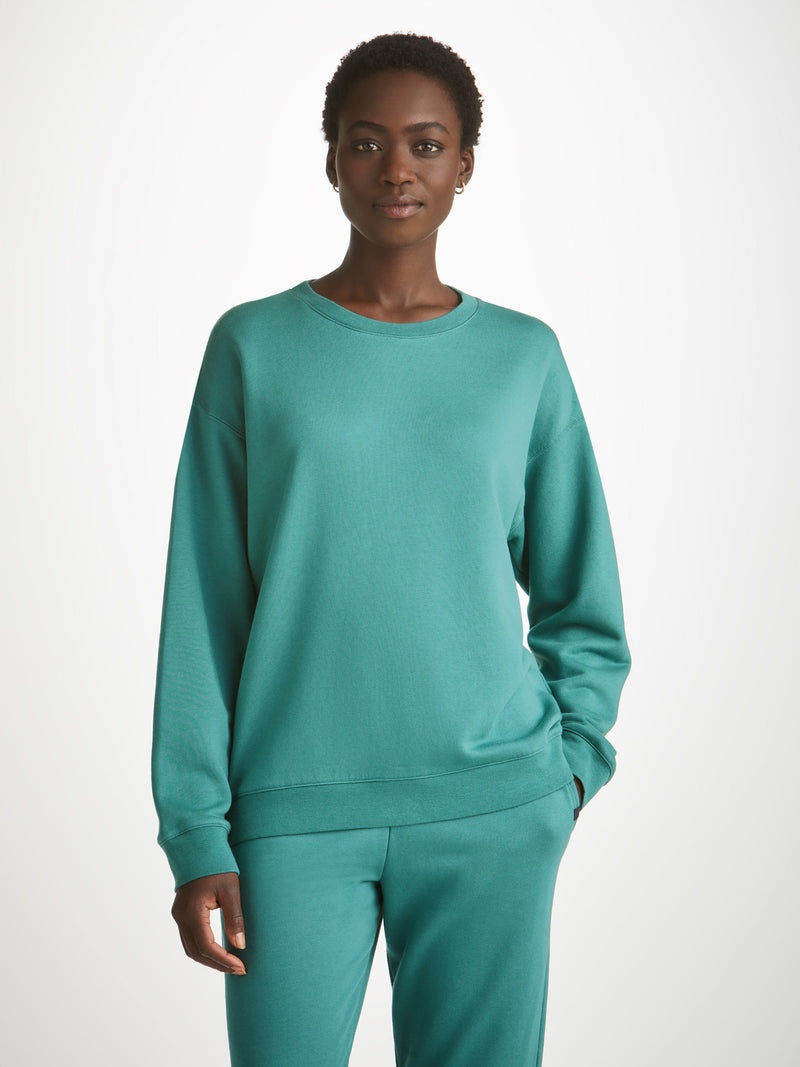 Women's Sweatshirt Quinn Cotton Modal Stretch Teal - 5