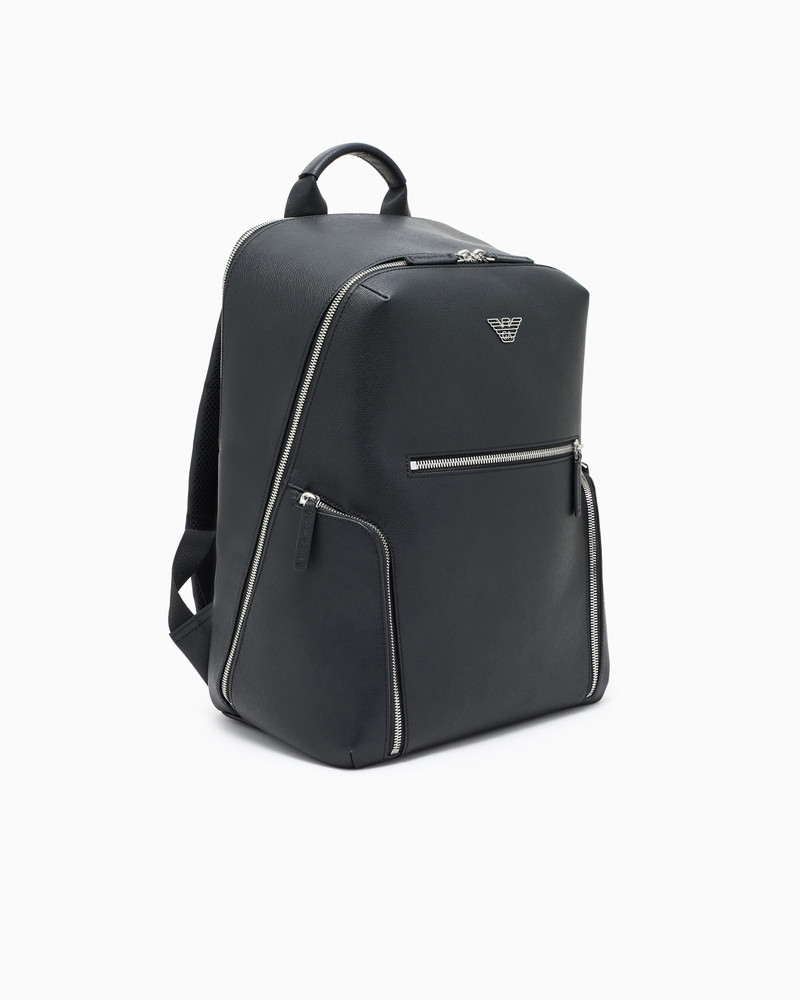 EMPORIO ARMANI ASV regenerated Saffiano leather backpack with eagle plate outlook