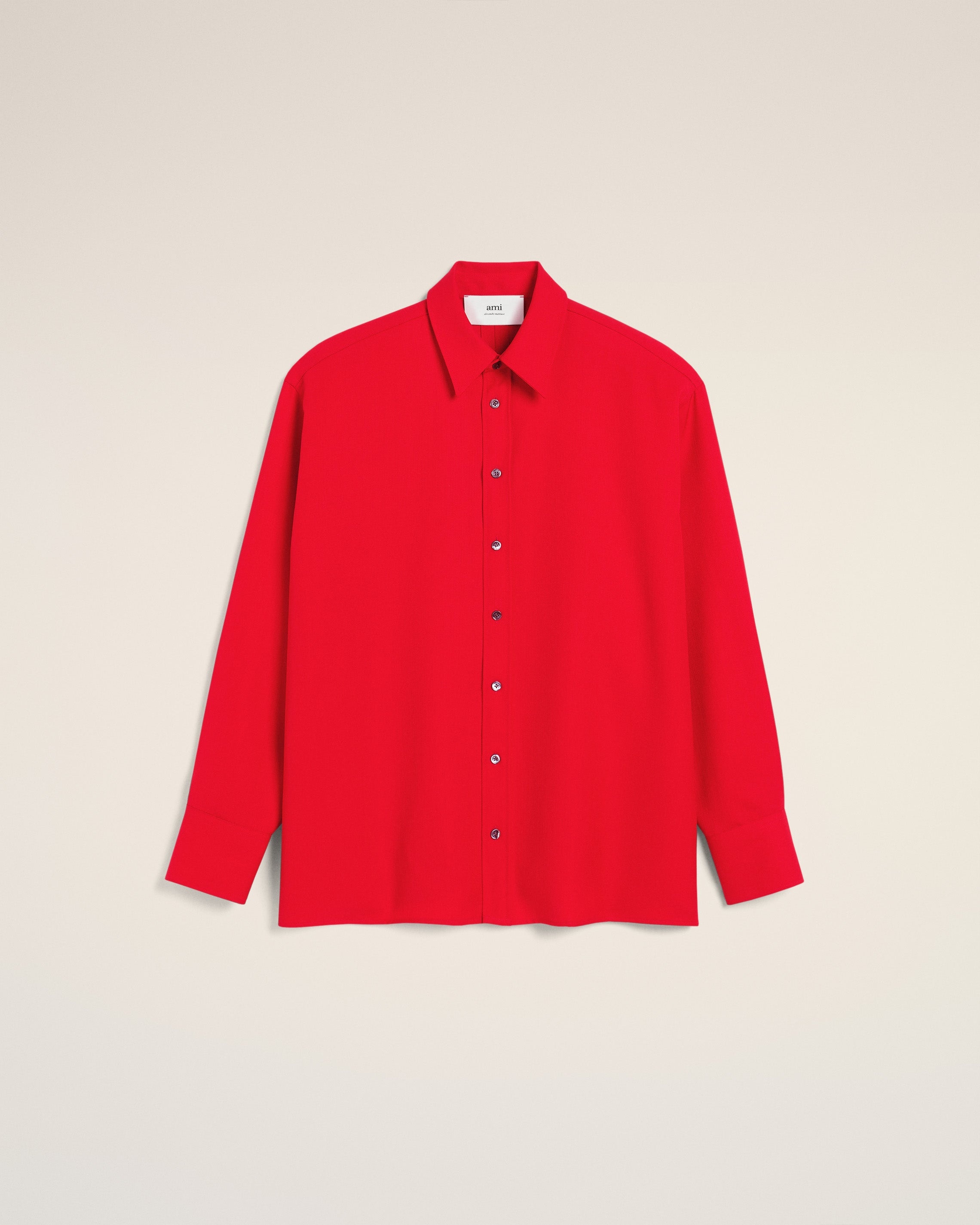 RED WOOL BACK SLIT LOOSE SHIRT - 2
