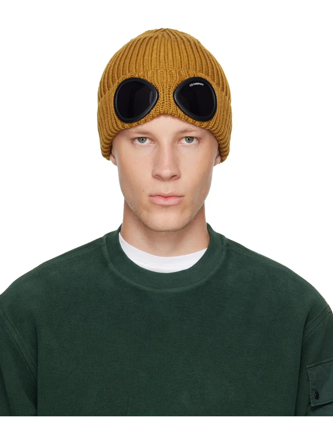 Yellow Extrafine Merino Wool Goggle Beanie - 1