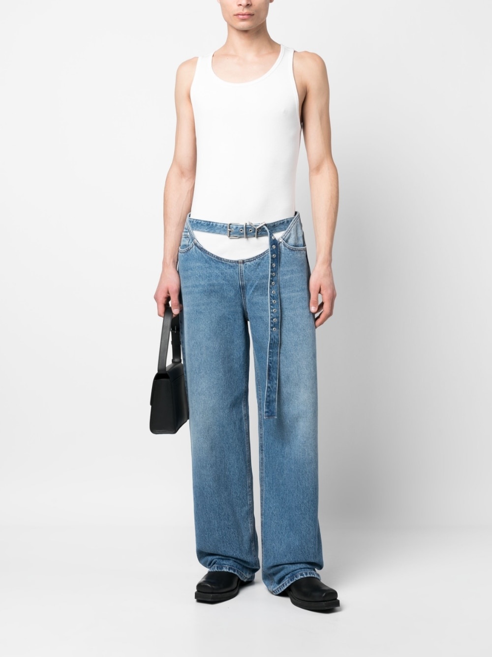 belted-waist denim jeans - 2