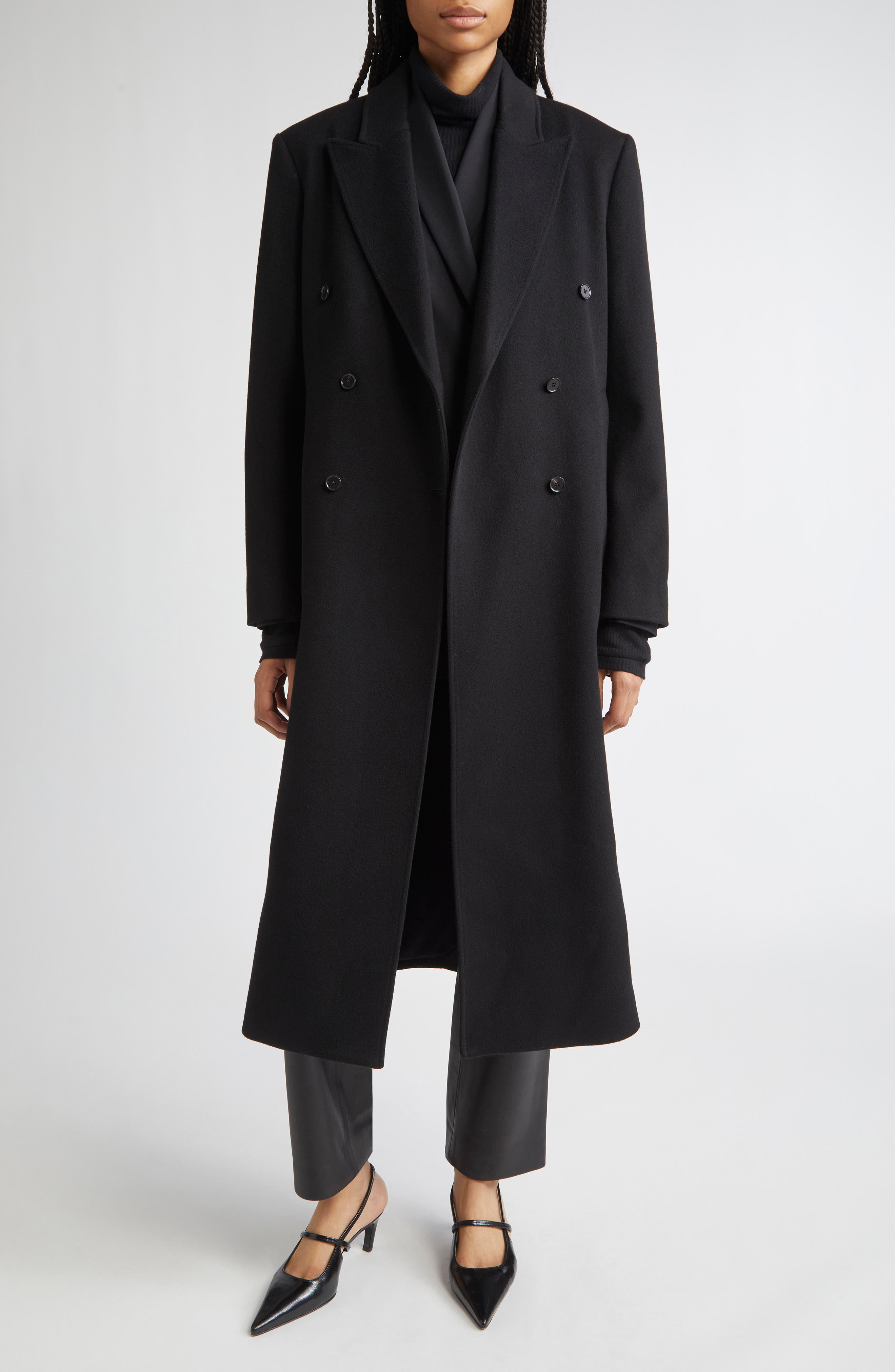 LOULOU DE SAISON Rosco Double Breasted Wool & Cashmere Coat in Black at Nordstrom - 2