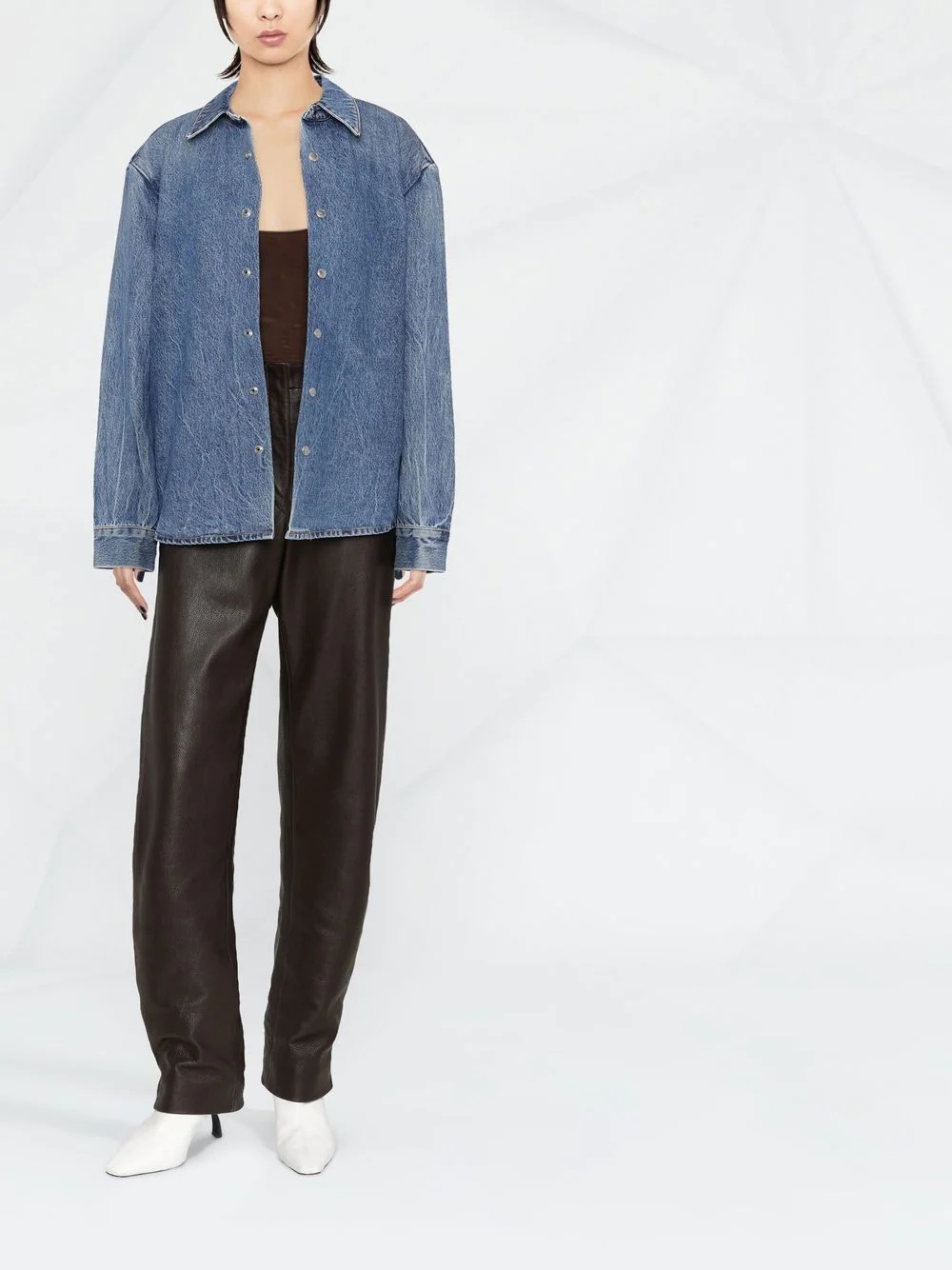 button-fastening denim jacket - 2