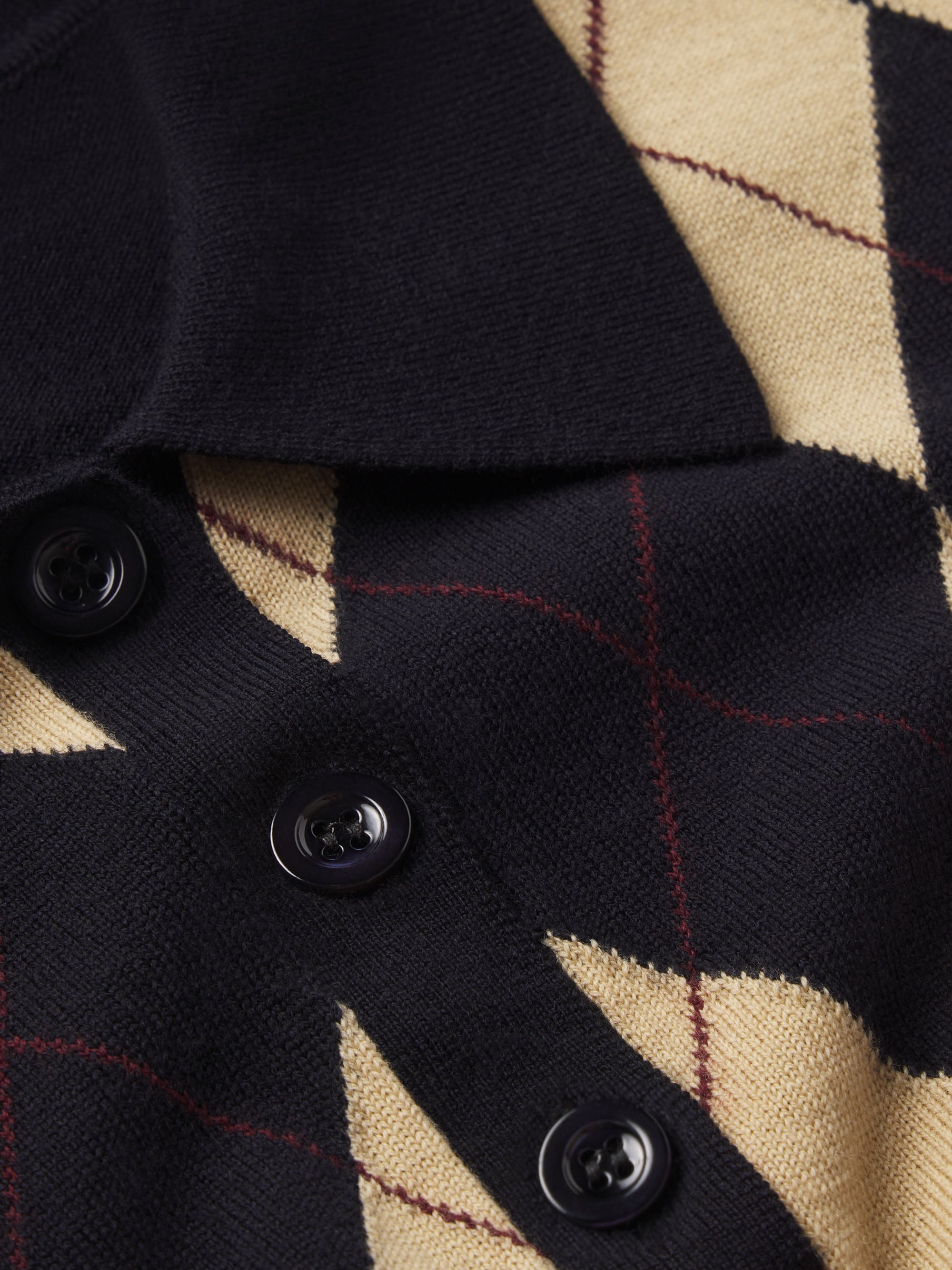 The Argyle Short Sleeve Polo in Navy Multi - 7
