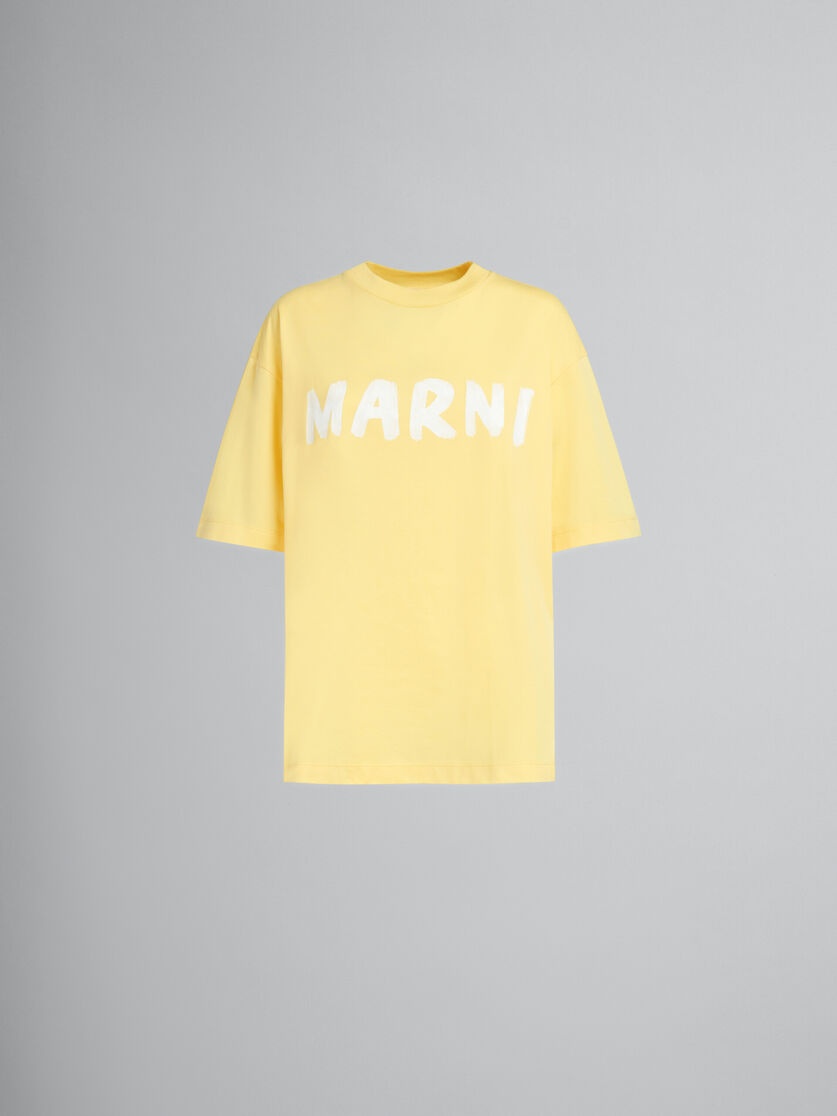 YELLOW ORGANIC COTTON T-SHIRT WITH LOGO - 1