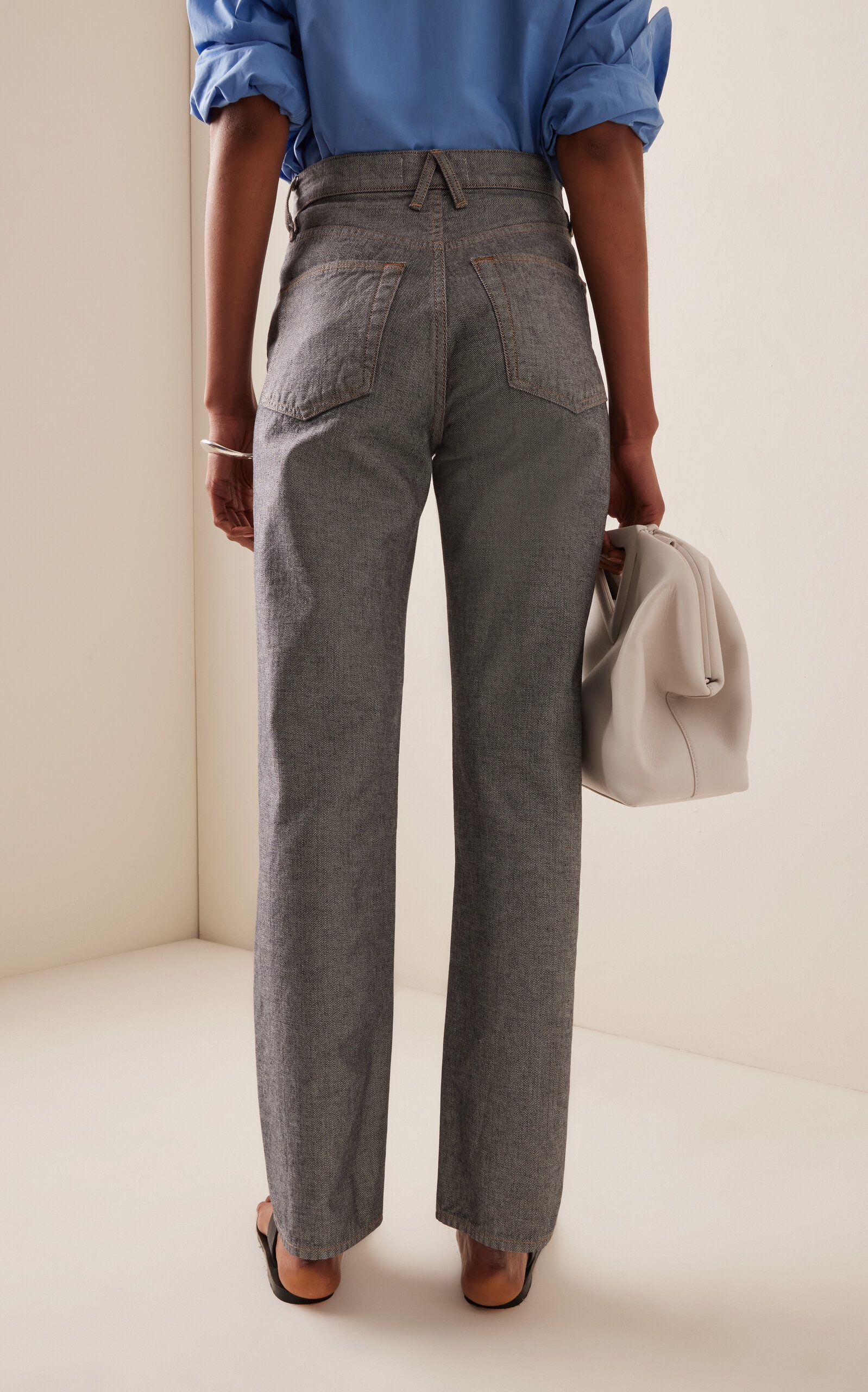 London Rigid High-Rise Straight-Leg Jeans grey - 4