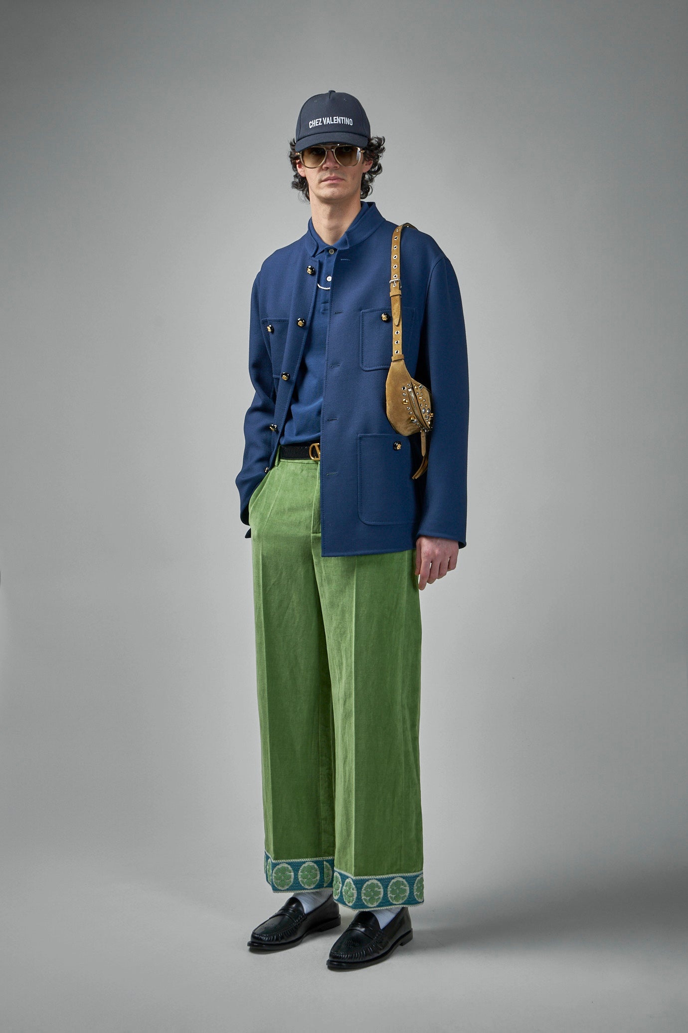 Washed Cotton-Linen Velvet Trousers with Jacquard Hems - 2