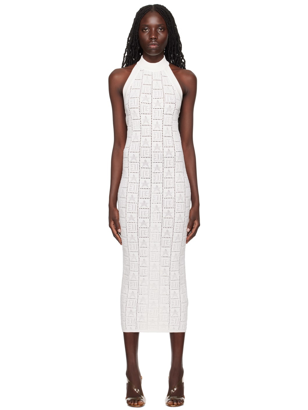 White Halter Midi Dress - 1