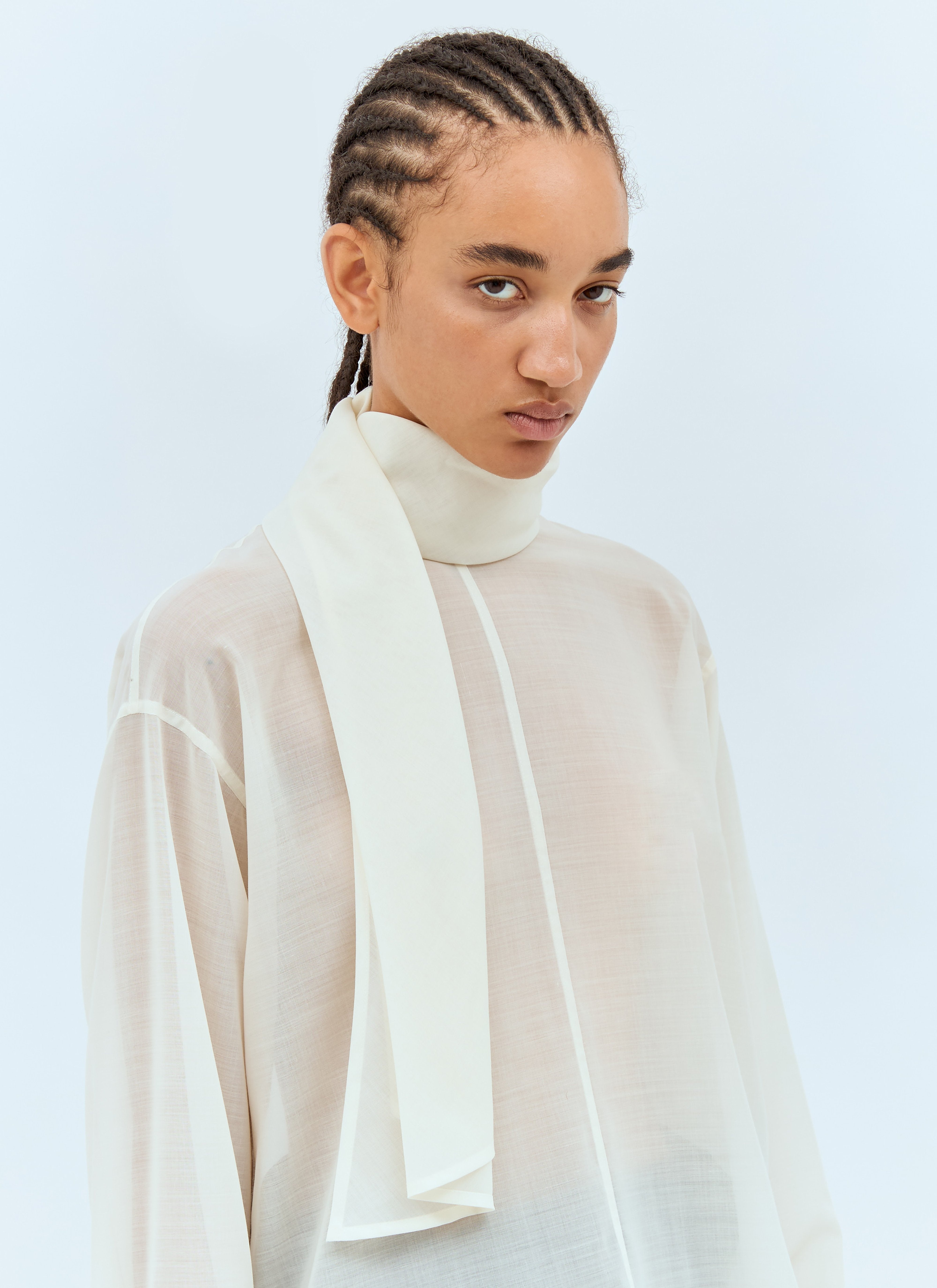 Issey Miyake Women Sheer Shirt With Shawl - 6