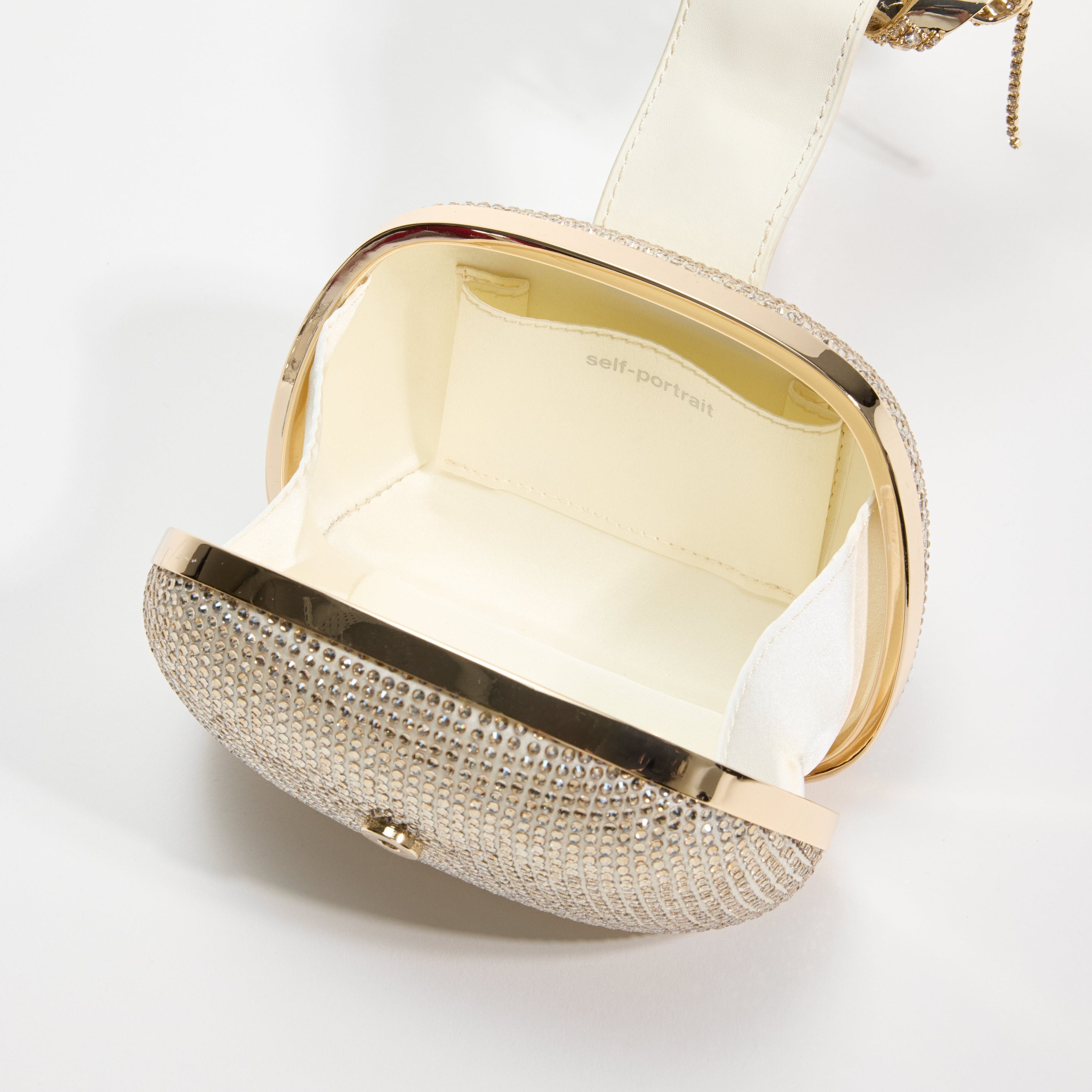 Champagne Rhinestone Top Handle Clutch Bag - 4