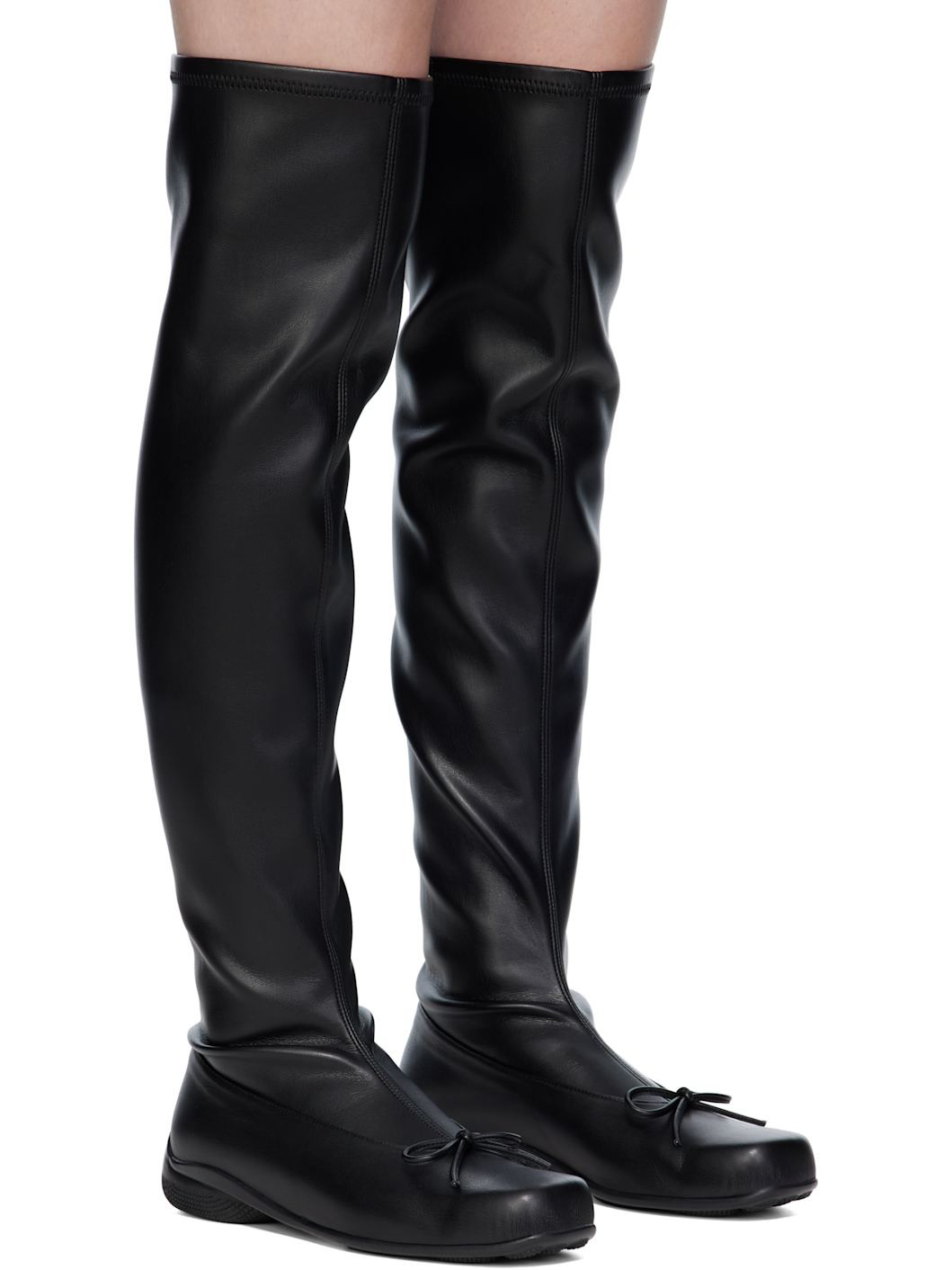 Black Thigh High Ballet Boots - 4
