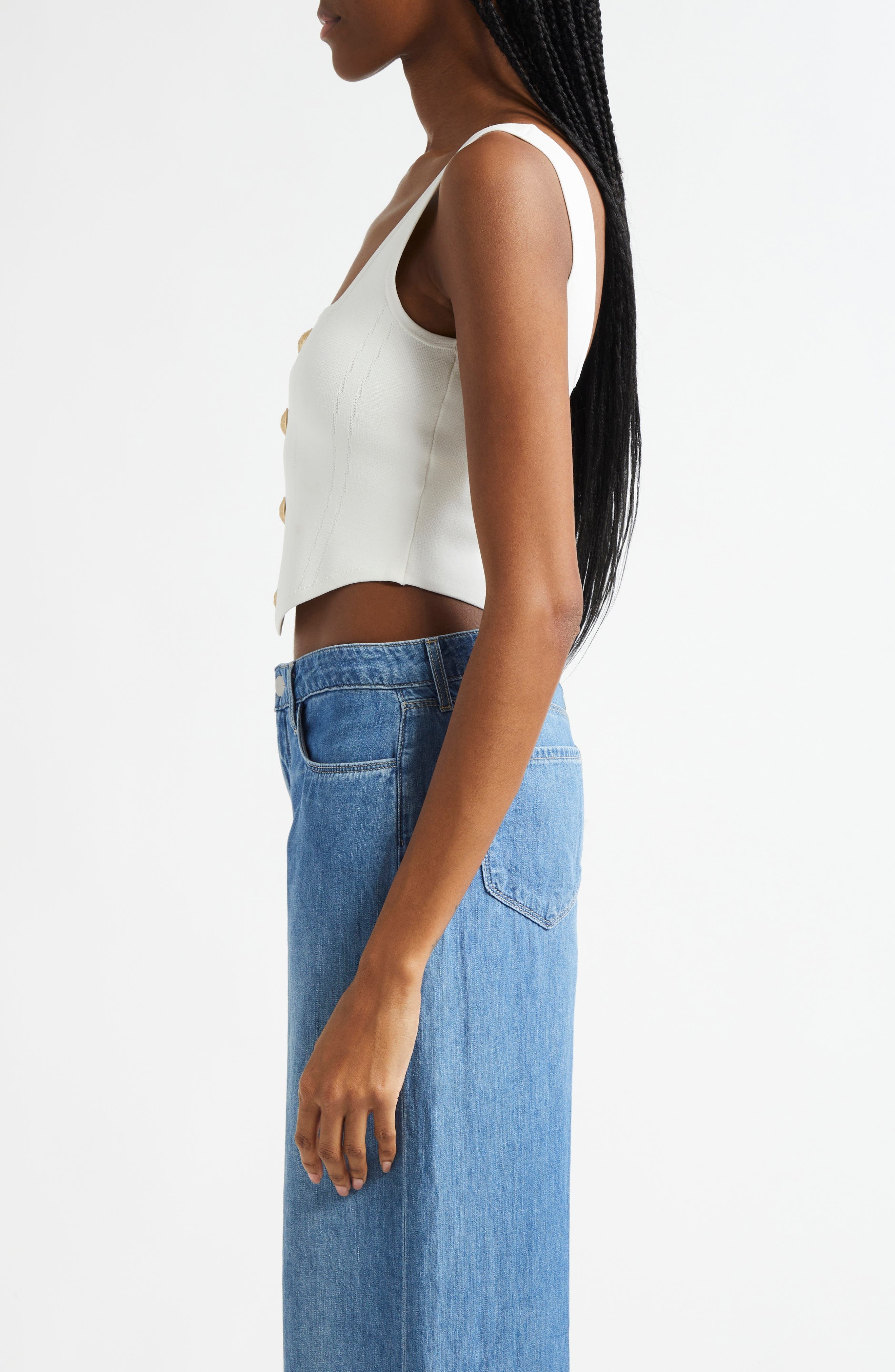 L'AGENCE Saga Square Neck Tank in Ivory/Gold at Nordstrom - 3