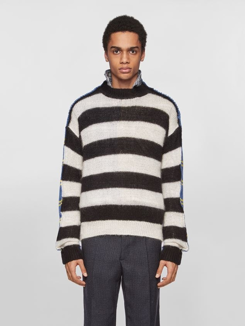 Marni STRIPED WOOL AND MOHAIR BLEND SWEATER WITH RAW EDGES outlook