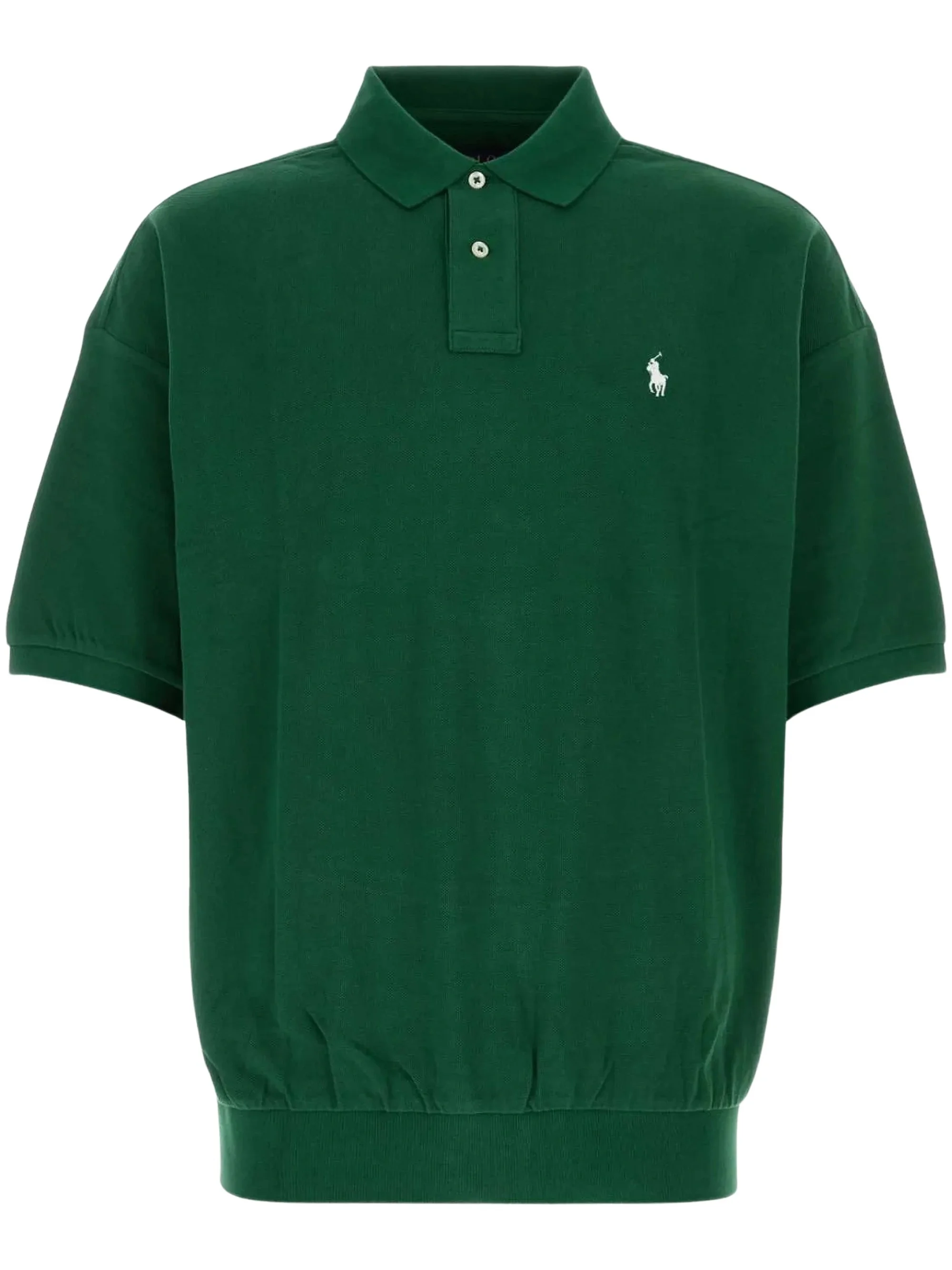 Oversized logo-embroidered polo shirt - 1