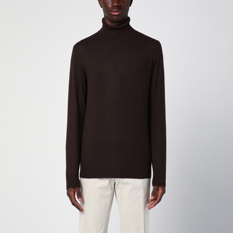 Loro Piana Brown Cashmere Turtleneck Sweater Men - 1