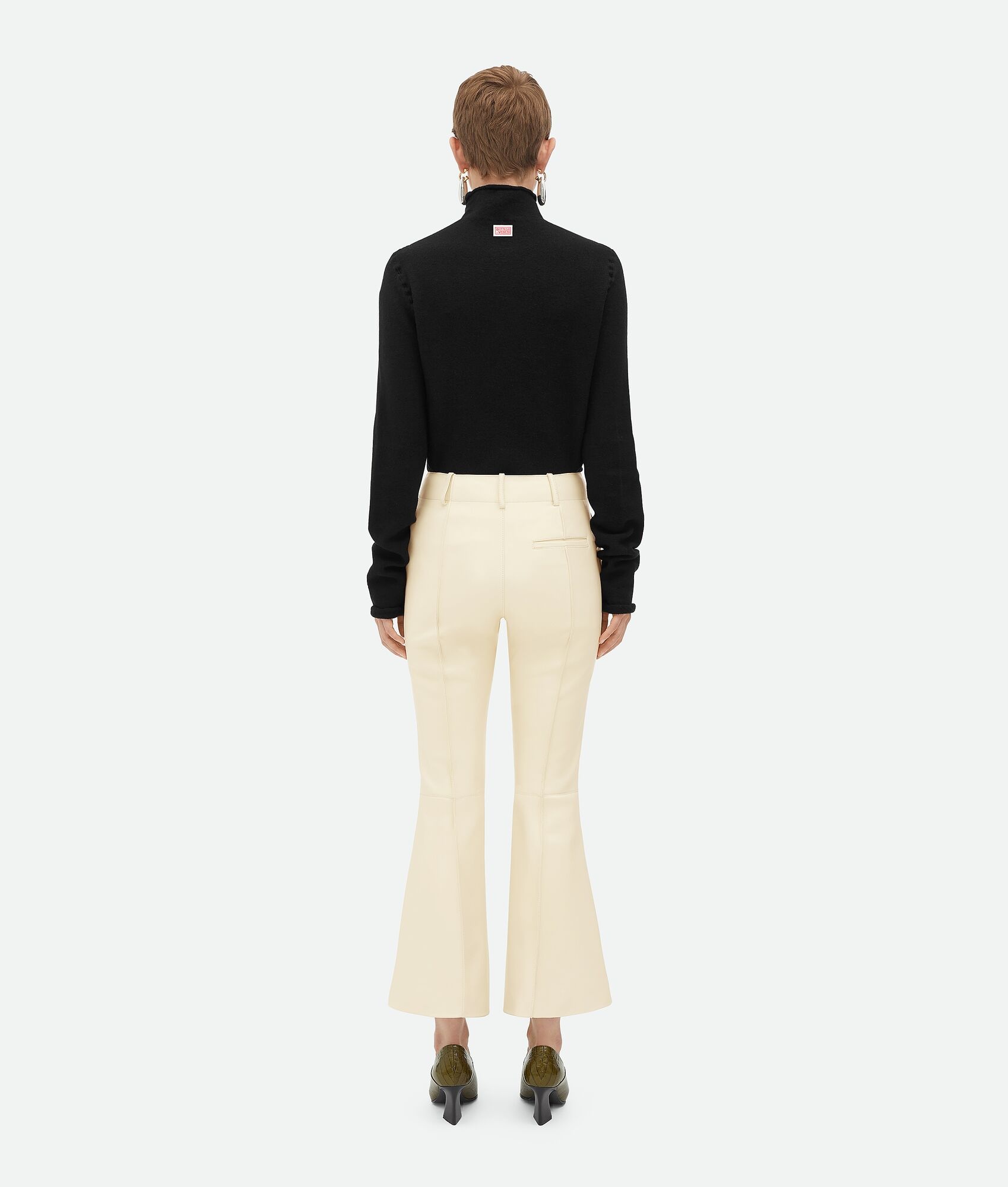 Leather Cropped Flared Trousers - 3