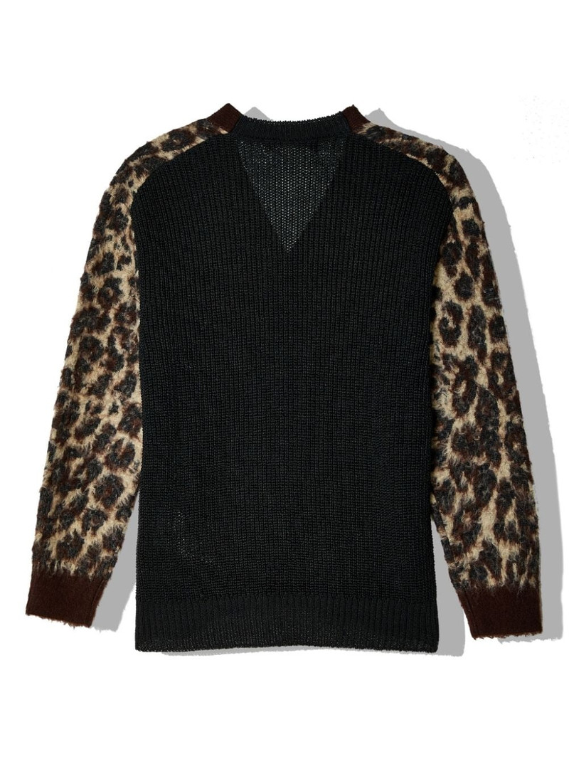 Junya Watanabe MAN leopard-intarsia brushed cardigan outlook
