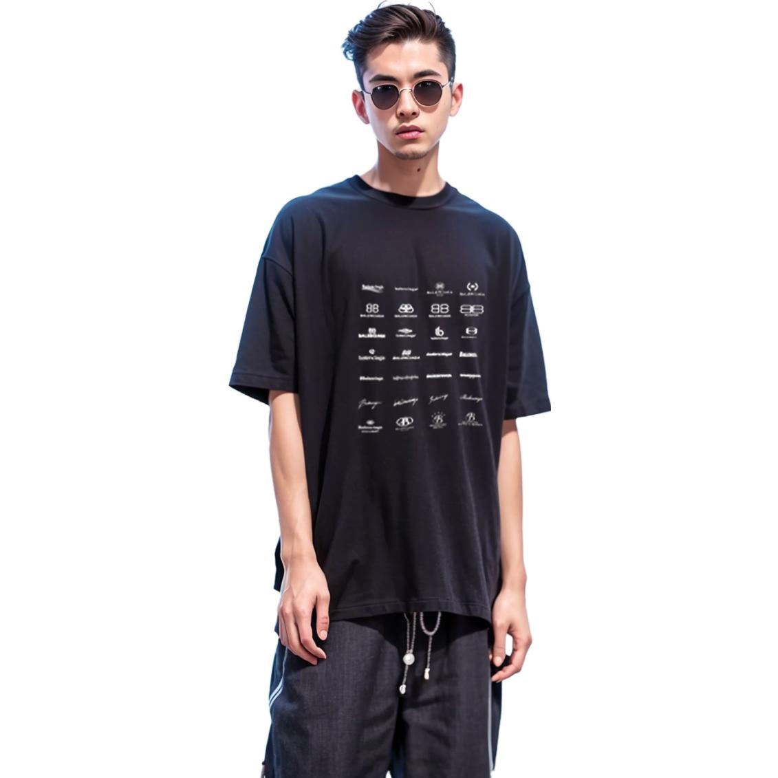 Balenciaga Archives Logos T-Shirt Oversized 'Black' 712398TNVQ71070 - 4