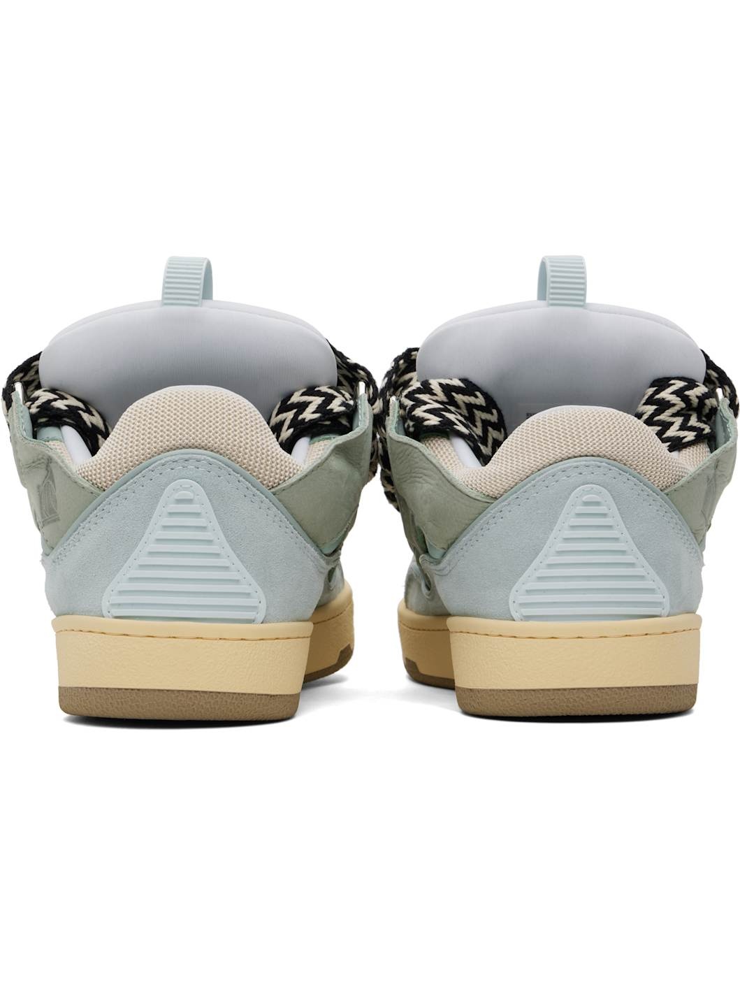 Blue & Green Leather Curb Sneakers - 2