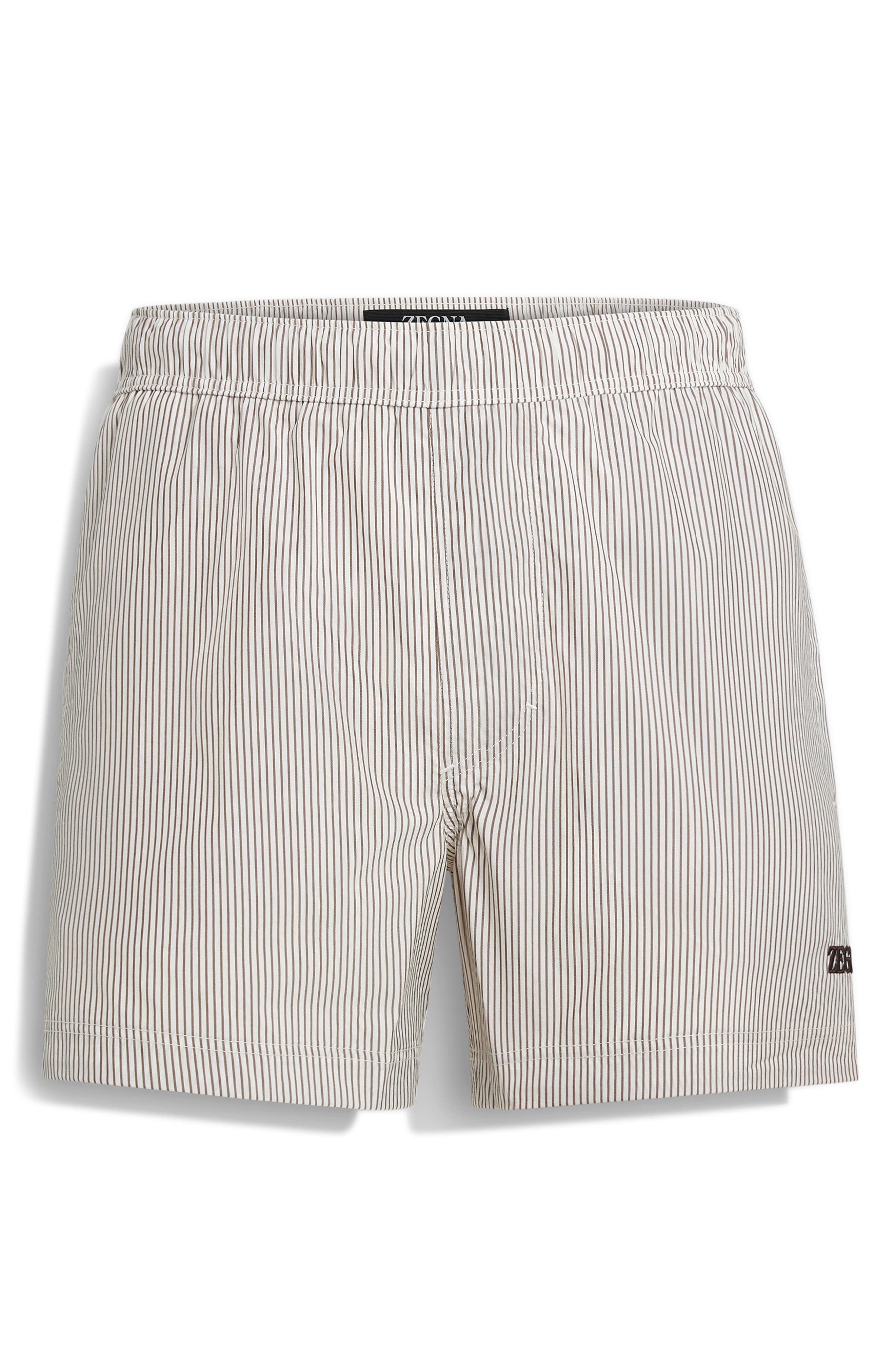 ZEGNA Pinstripe Swim Trunks in White Striped at Nordstrom - 3
