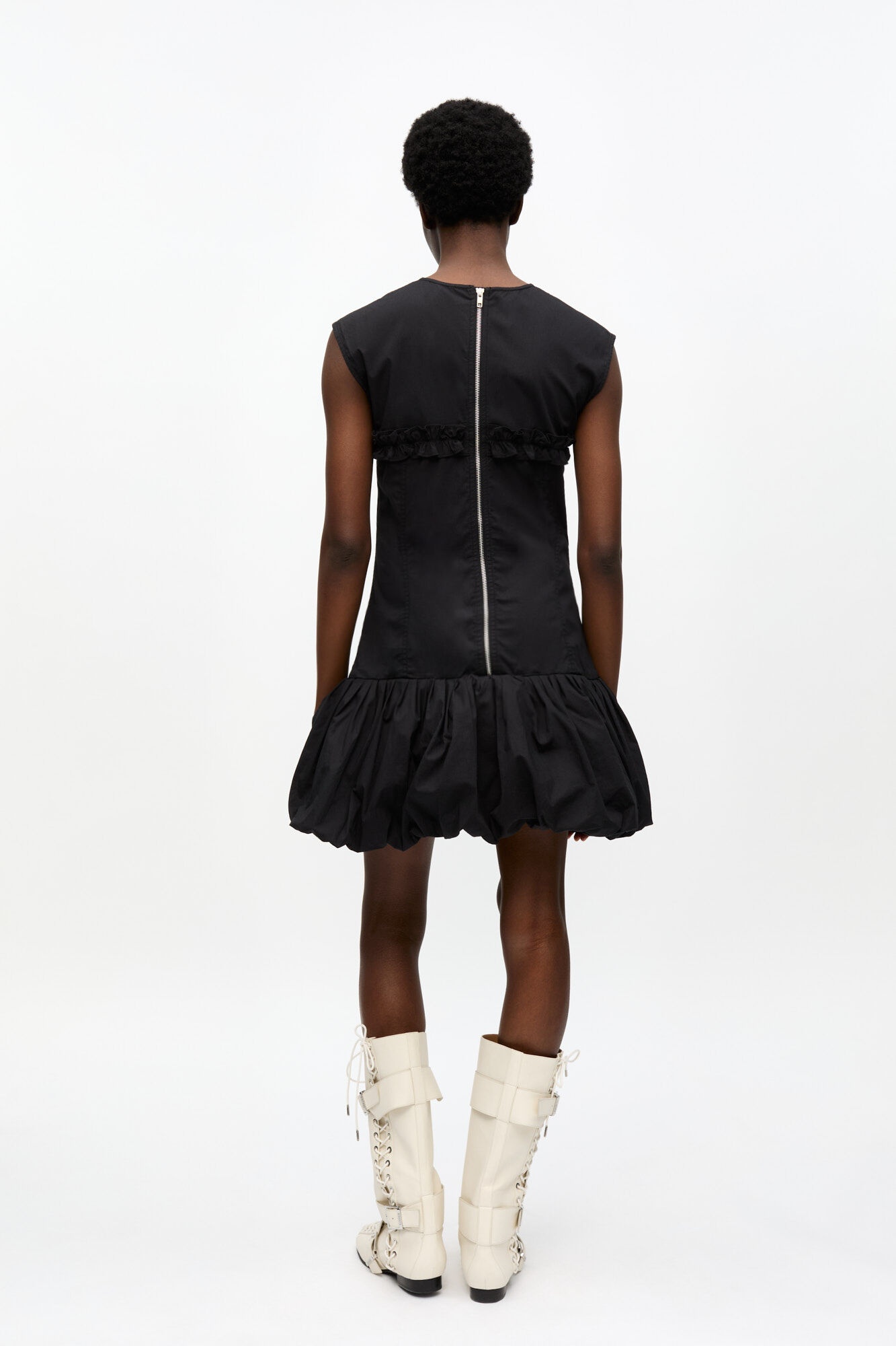 BLACK STRETCH COTTON CORSET MINI DRESS - 3