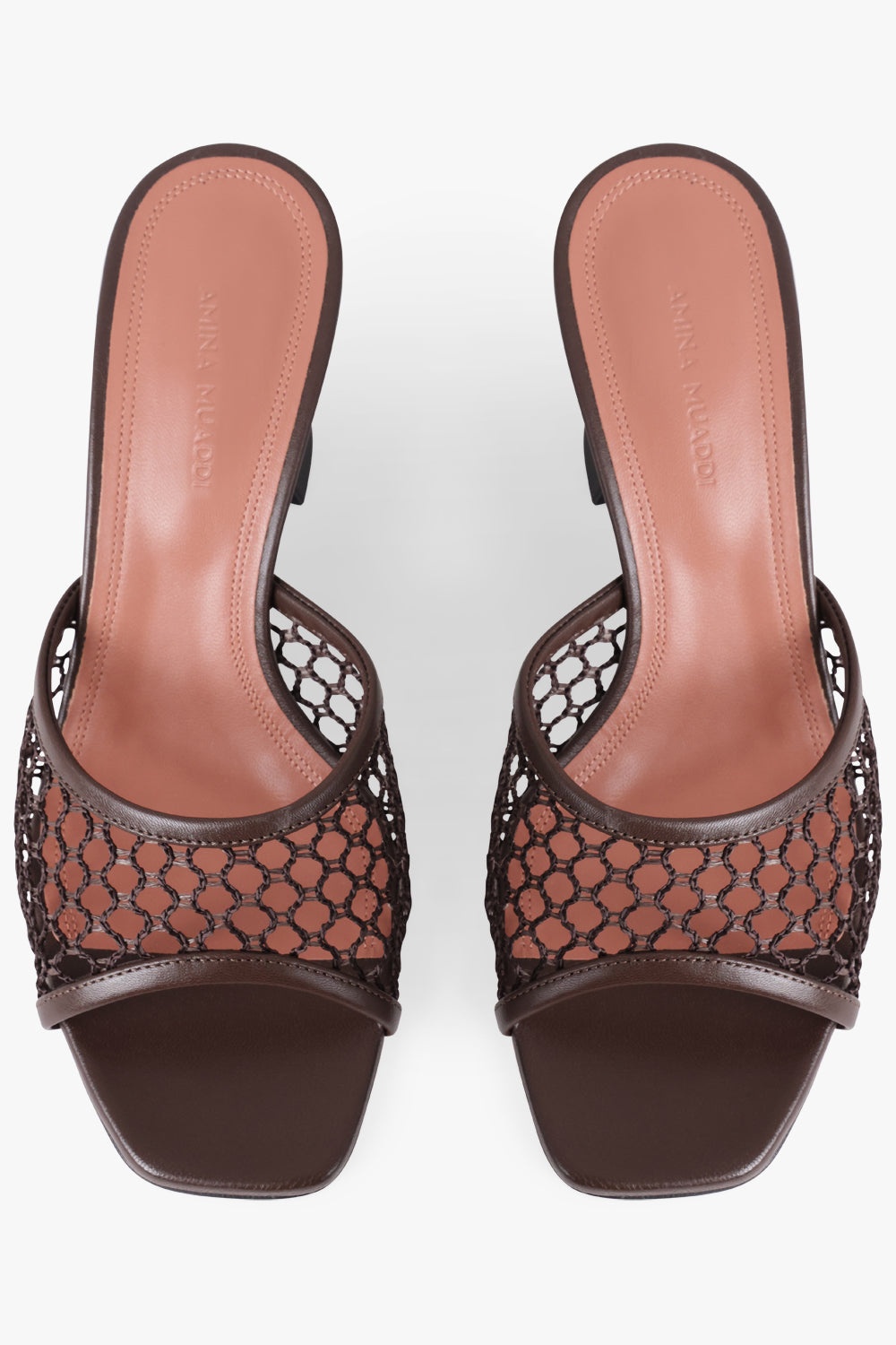 LUPITA 70MM FISHNET SLIPPER HEEL | BROWN - 5