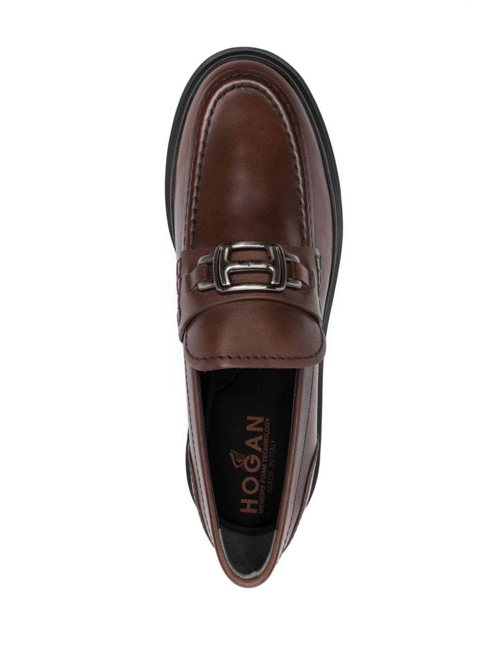 H619 logo-plaque leather loafers - 4