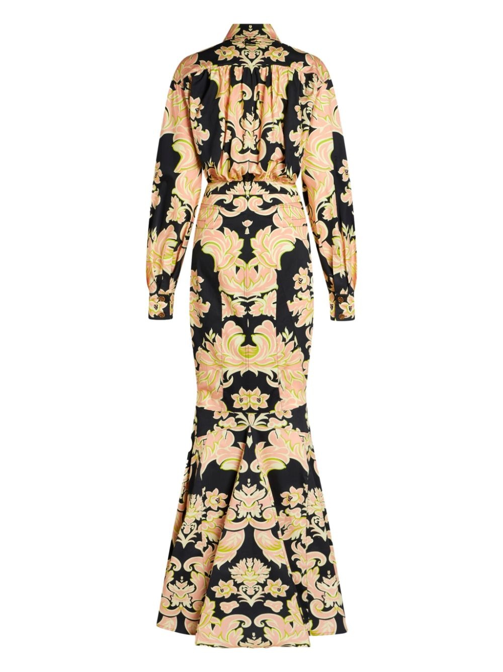 paisley-print ruched gown - 7