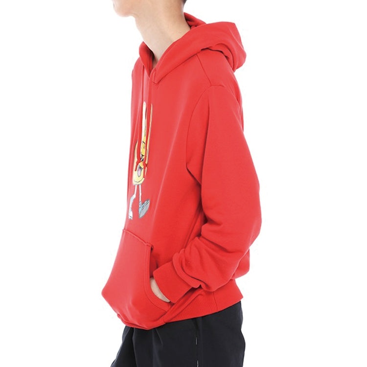Converse Finger Letter Print Hooded Drawstring Sweatshirt Red 10019083-A02 - 5