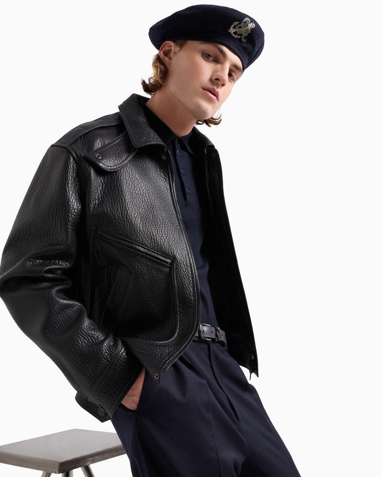 Virgin-wool jumper with polo-shirt collar - 6