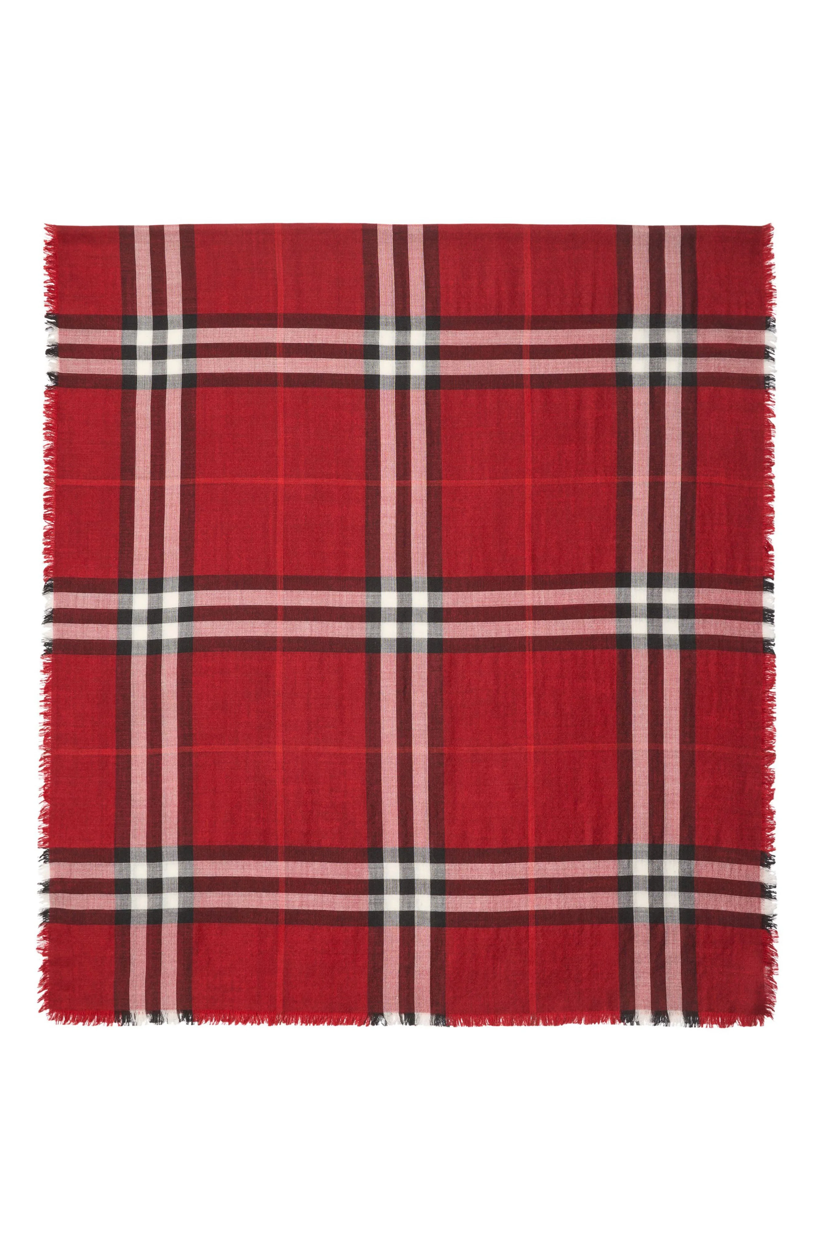 burberry Reversible Medium Check Wool & Silk Scarf in Oxblood Red /Post at Nordstrom - 1