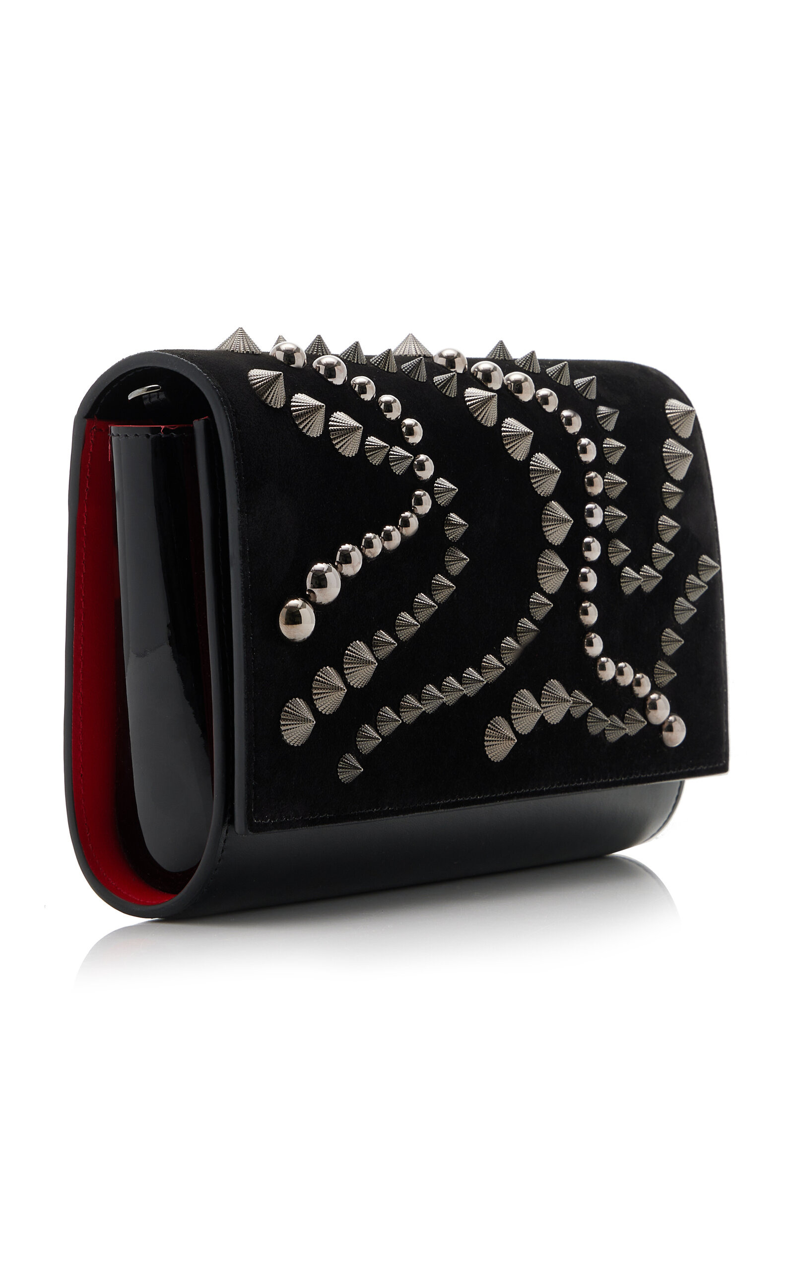 Paloma Spike-Embellished Suede, Leather Clutch black - 6