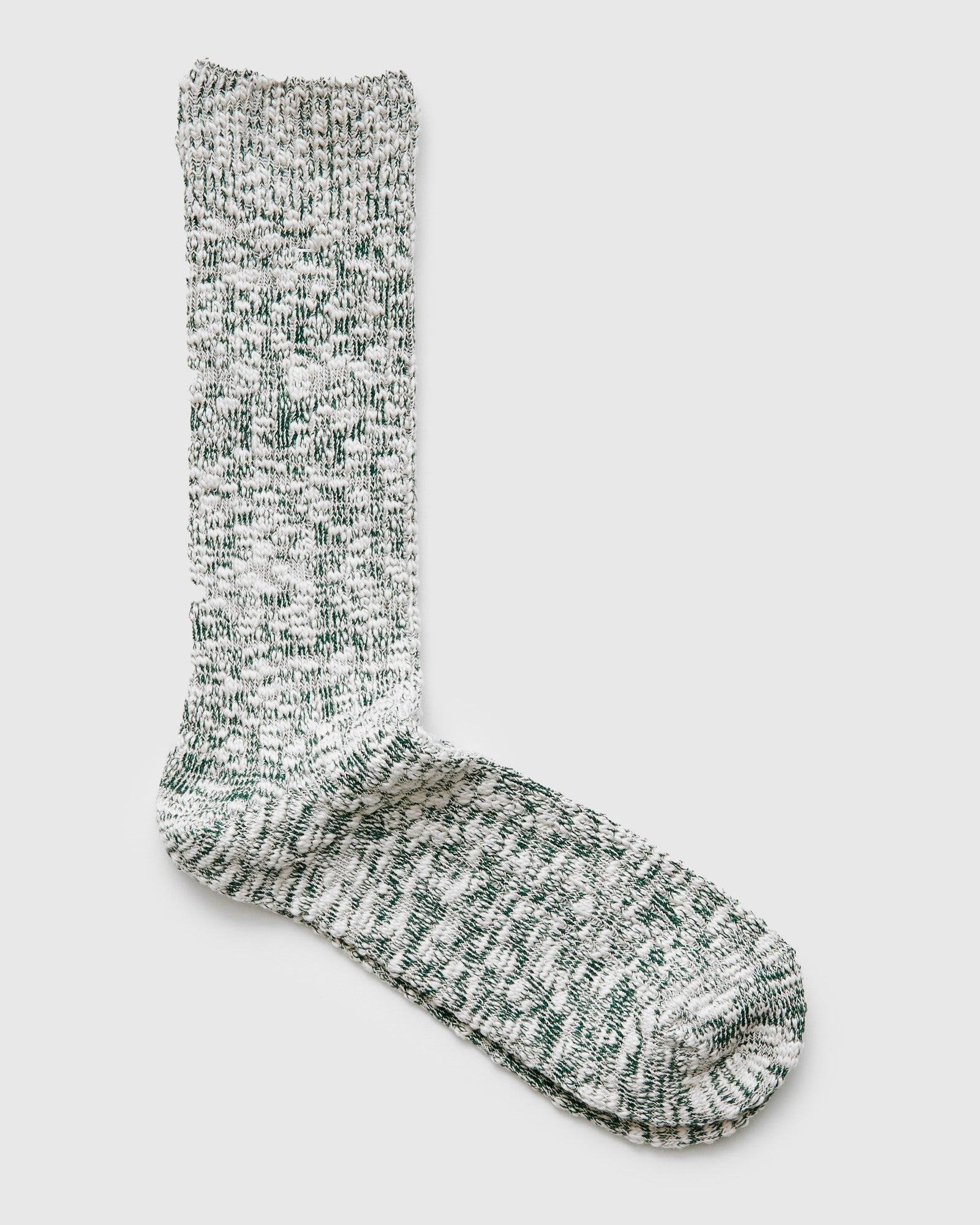 Light Slub Crew Sock in Green - 2