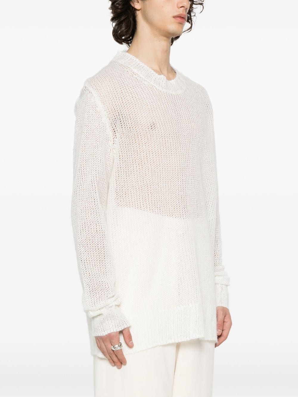 logo intarsia-knit cotton jumper - 3