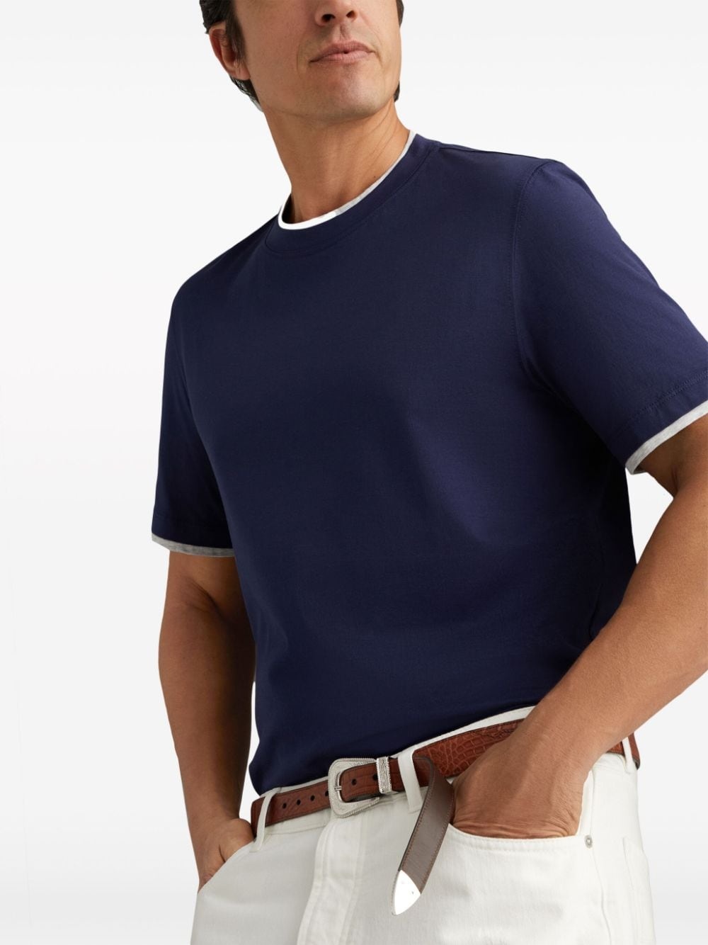 layered-effect cotton T-shirt - 6