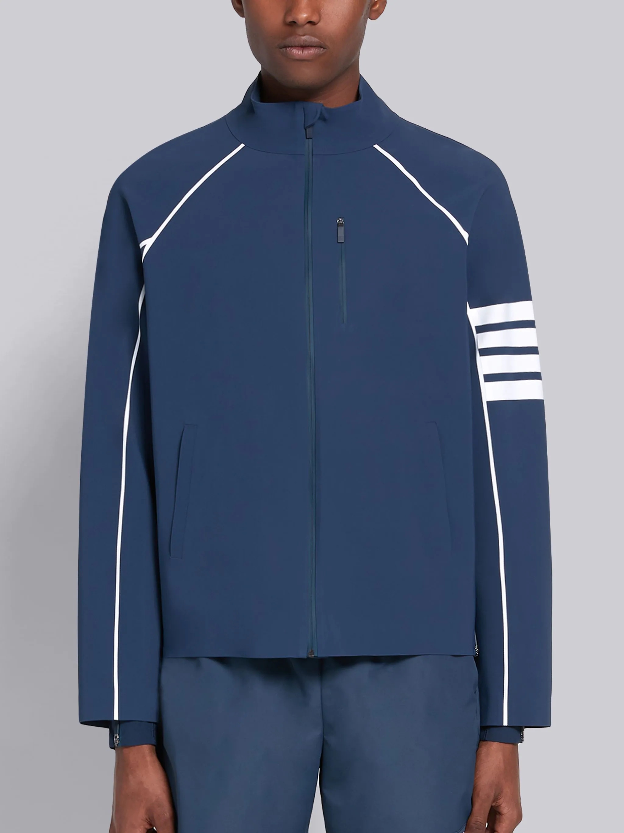 Navy Lightweight Tech Zip-up 4-Bar Jacket - 1