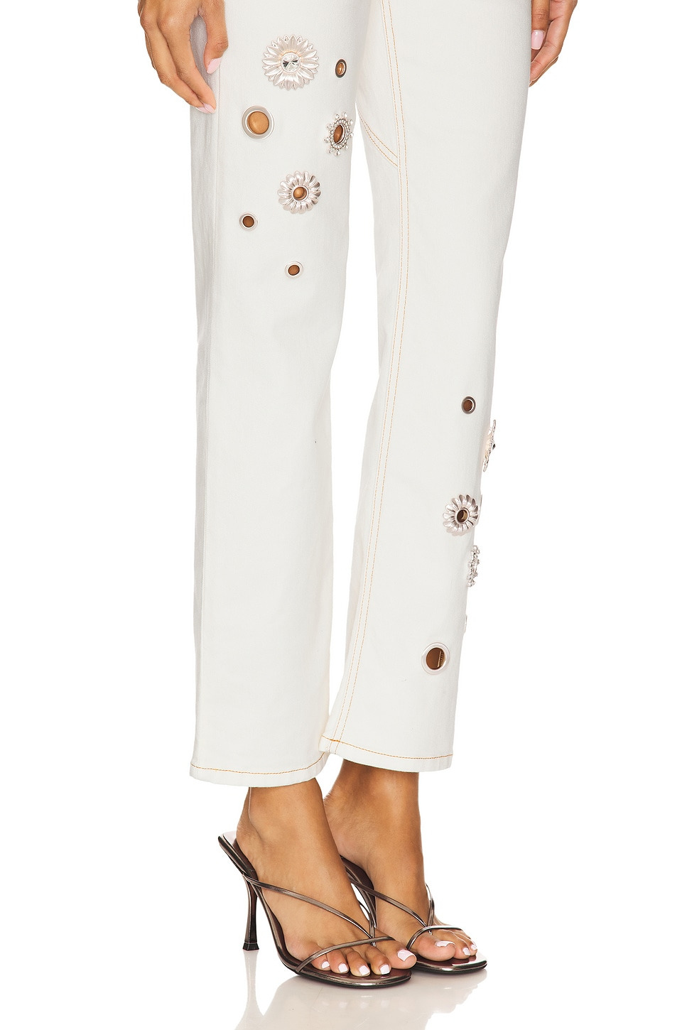 Crystal Grommet Straight Leg Jean - 6