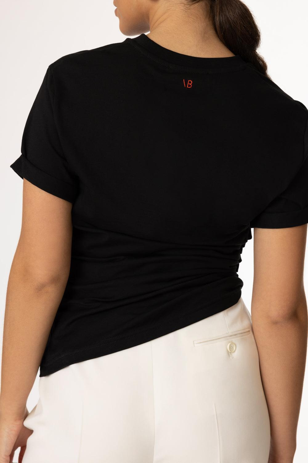 Gathered T-Shirt - Black - 4